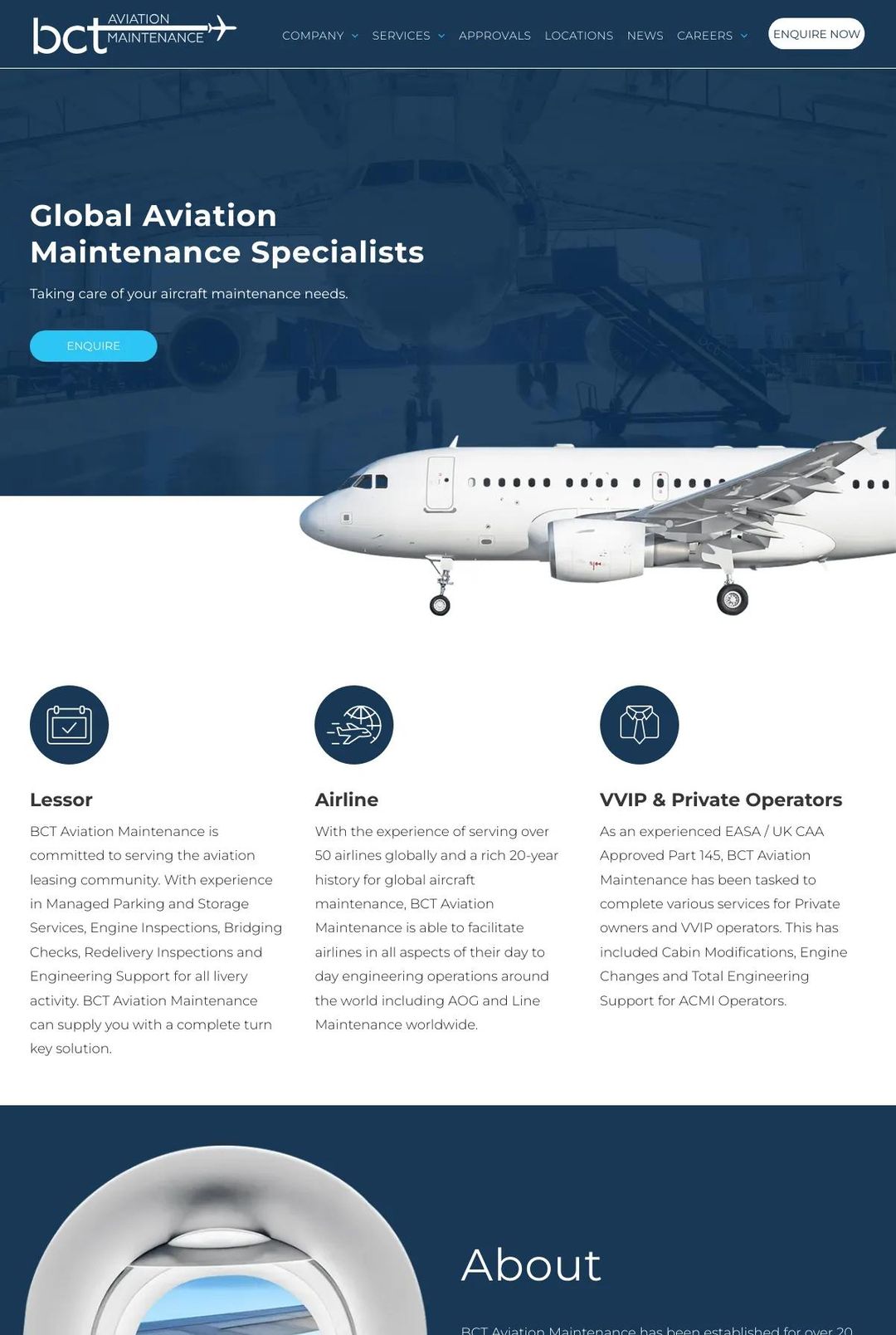 Screenshot 1 of BCT Aviation Maintenance (Example Duda Website)
