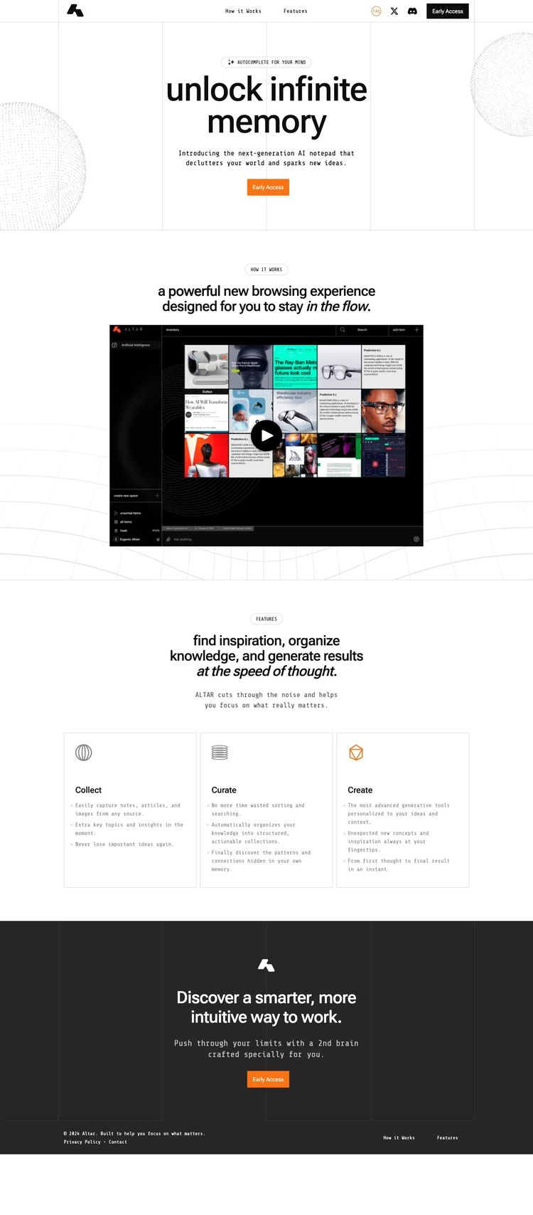 Screenshot 2 of Altar (Example Squarespace AI and Machine Learning Website)