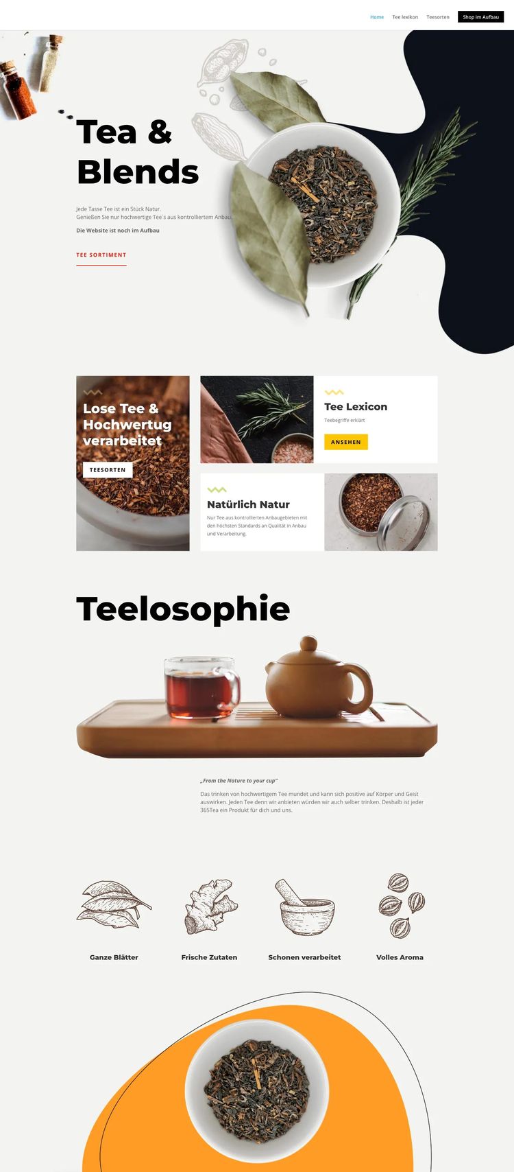 Screenshot 2 of 365Tea (Example WordPress Food and Beverage Website)