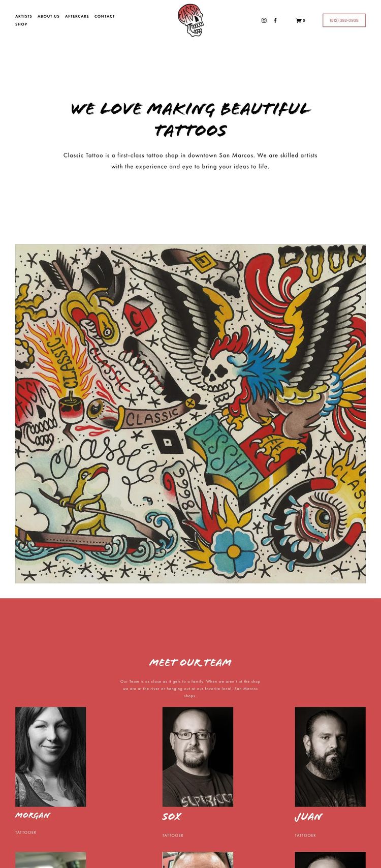 Screenshot 1 of Classic Tattoo (Example Squarespace Tattoo Artist/Studio Website)