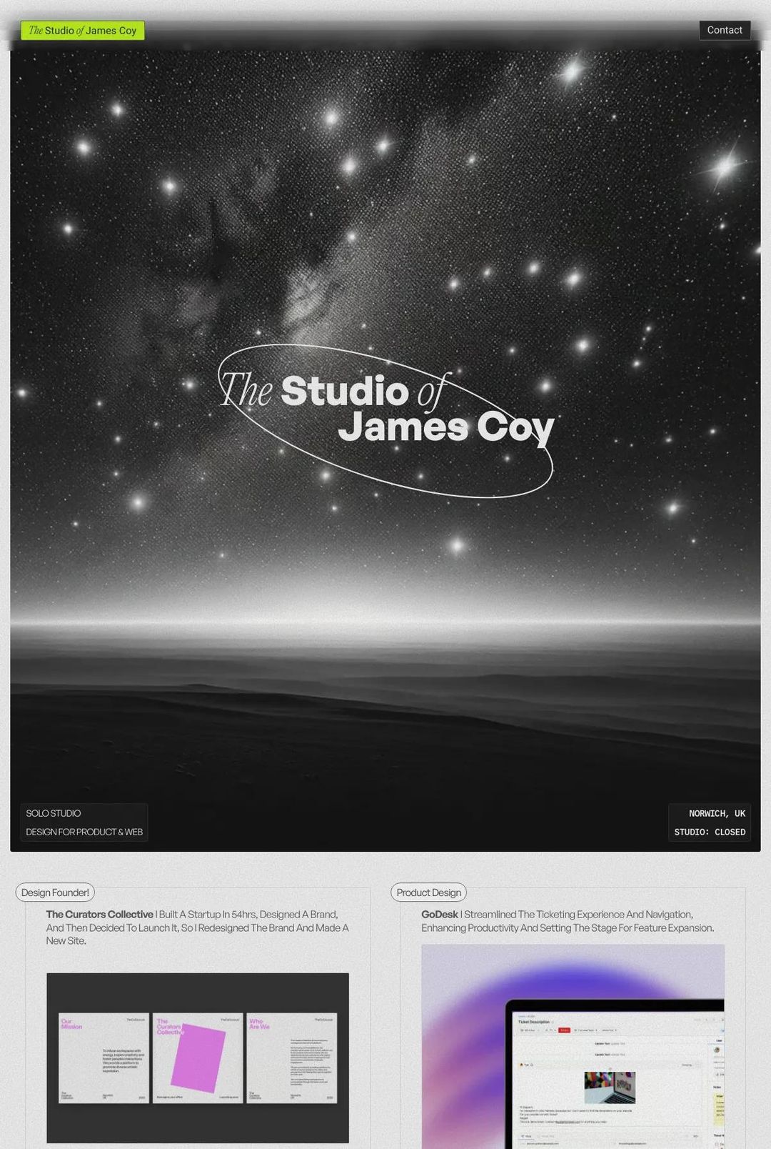Screenshot 1 of James Coy (Example Webstudio Website)