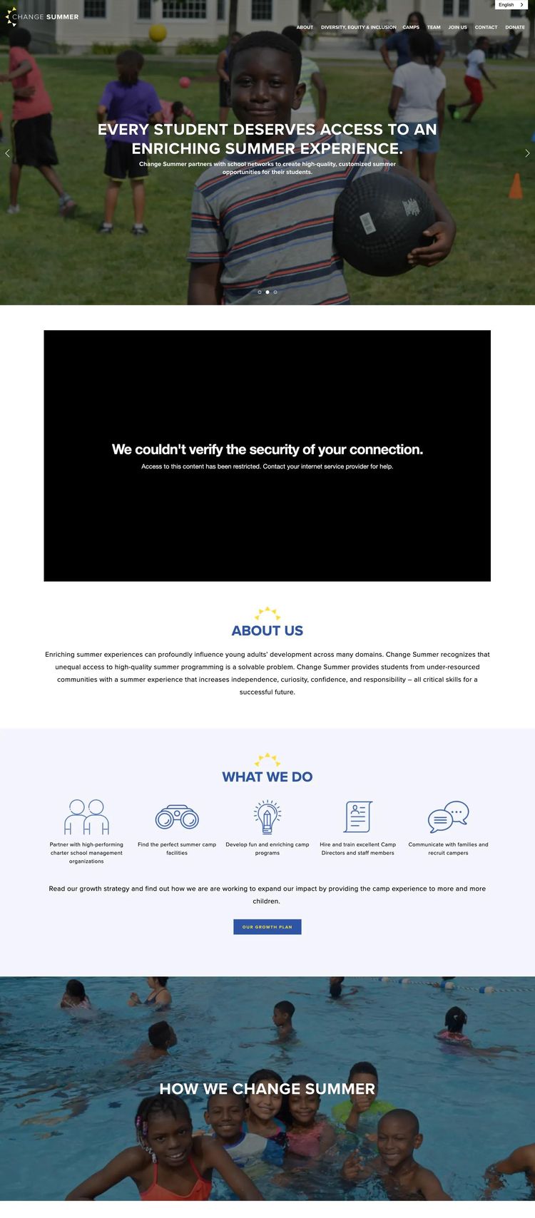 Screenshot 1 of Change Summer (Example Squarespace Nonprofit Organization Website)