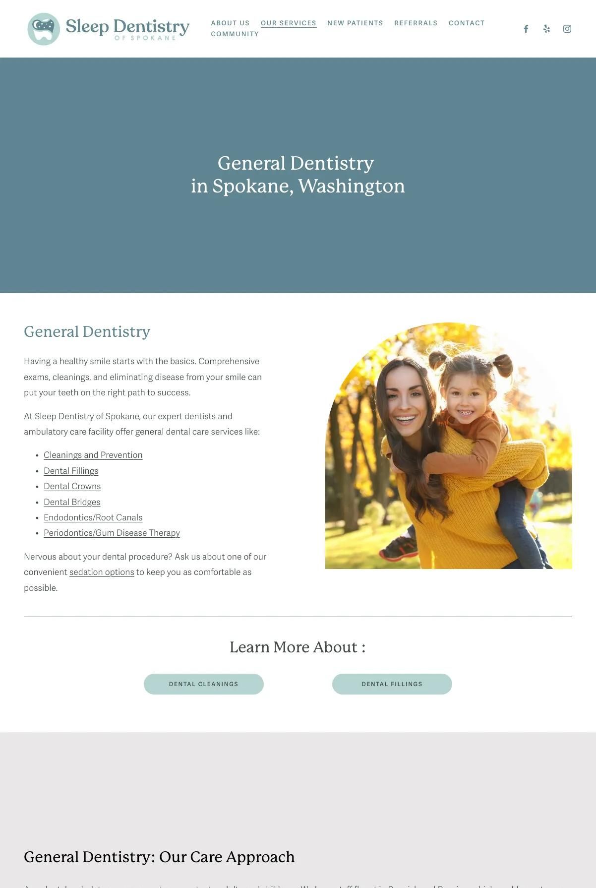 Screenshot 2 of Sleep Dentistry of Spokane (Example Squarespace Dentist Website)