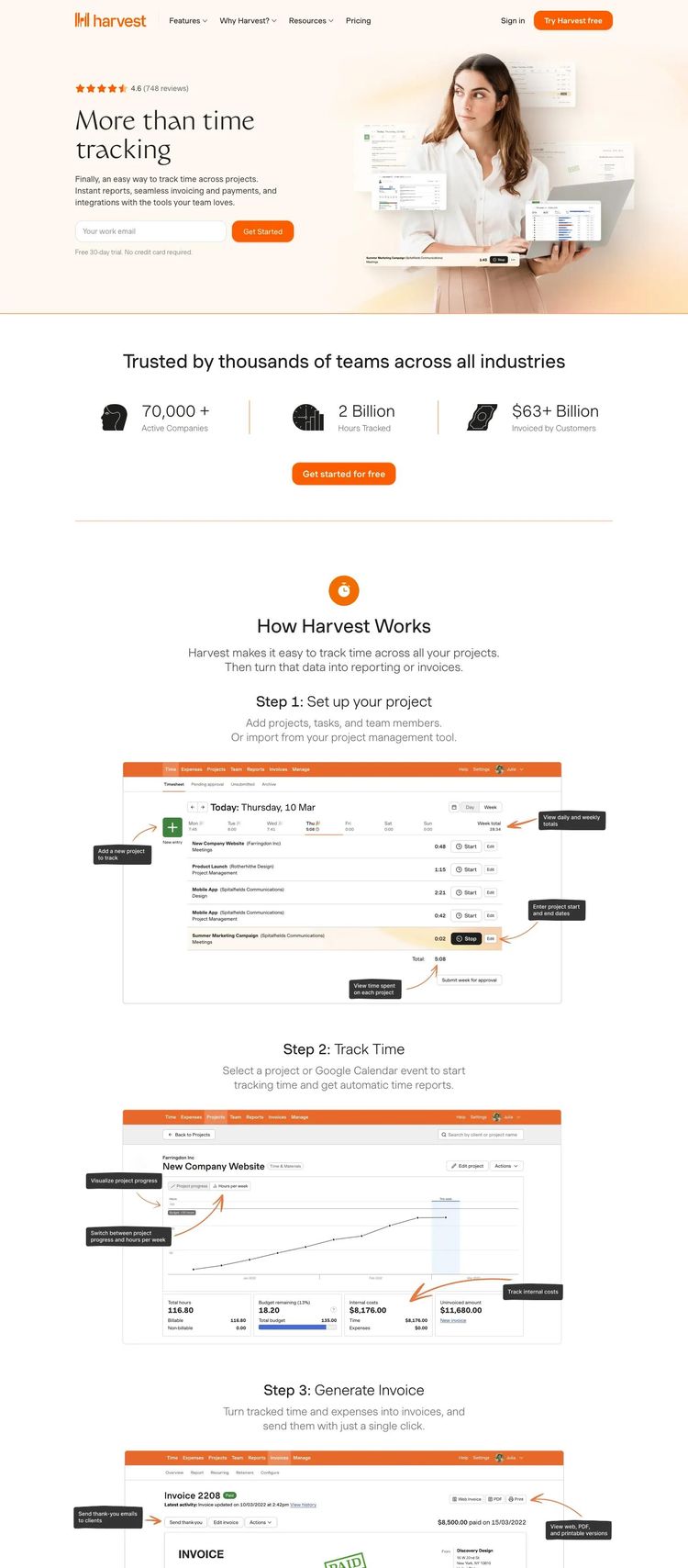 Screenshot 1 of Harvest (Example HubSpot Business Consultant Website)