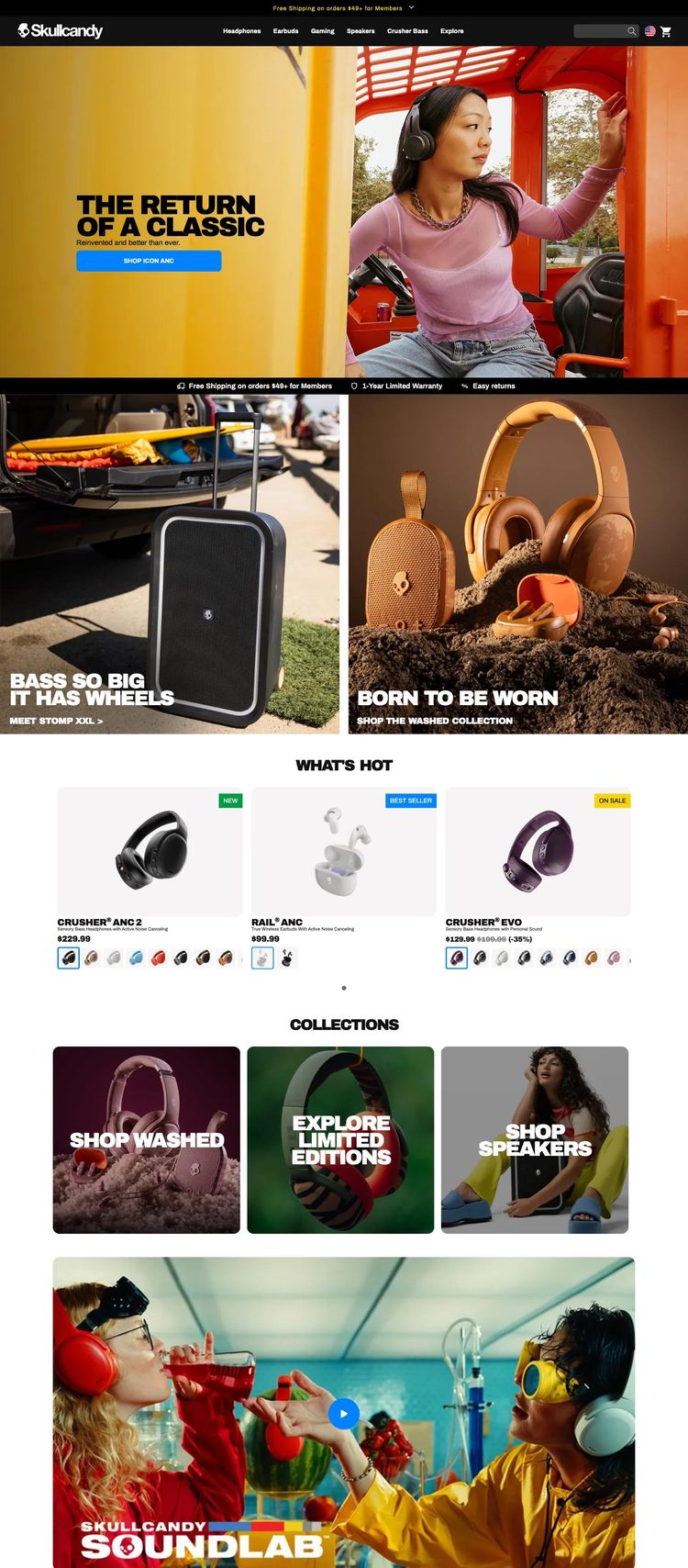 Screenshot 2 of Skullcandy (Example Shopify Ecommerce (General) Website)