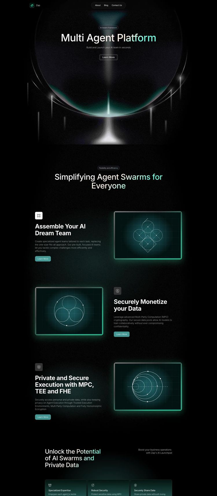 Screenshot 2 of 0xzap (Example Framer AI and Machine Learning Website)