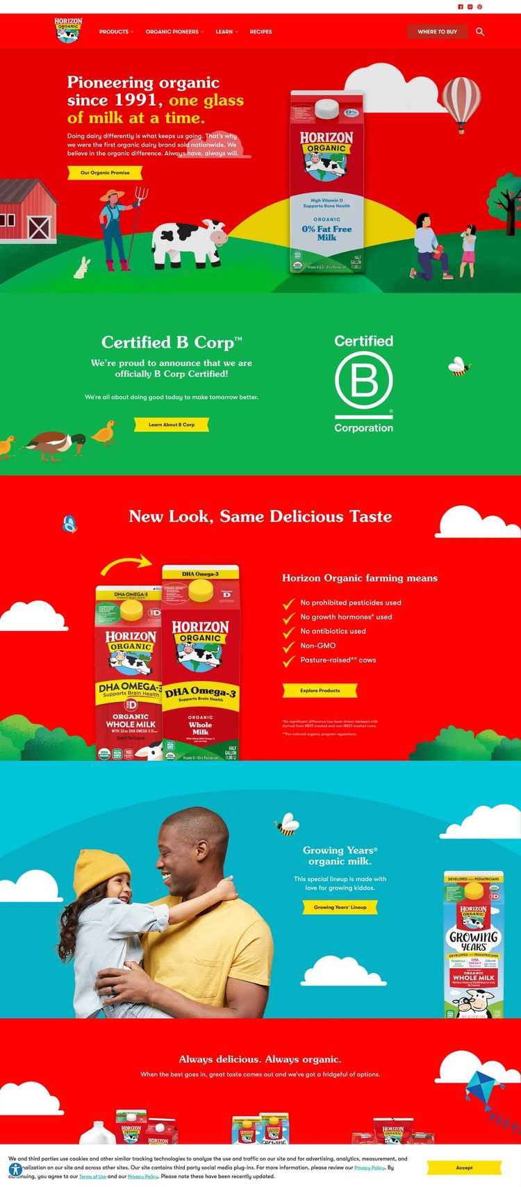Screenshot 2 of Horizon Organic (Example WordPress Food and Beverage Website)