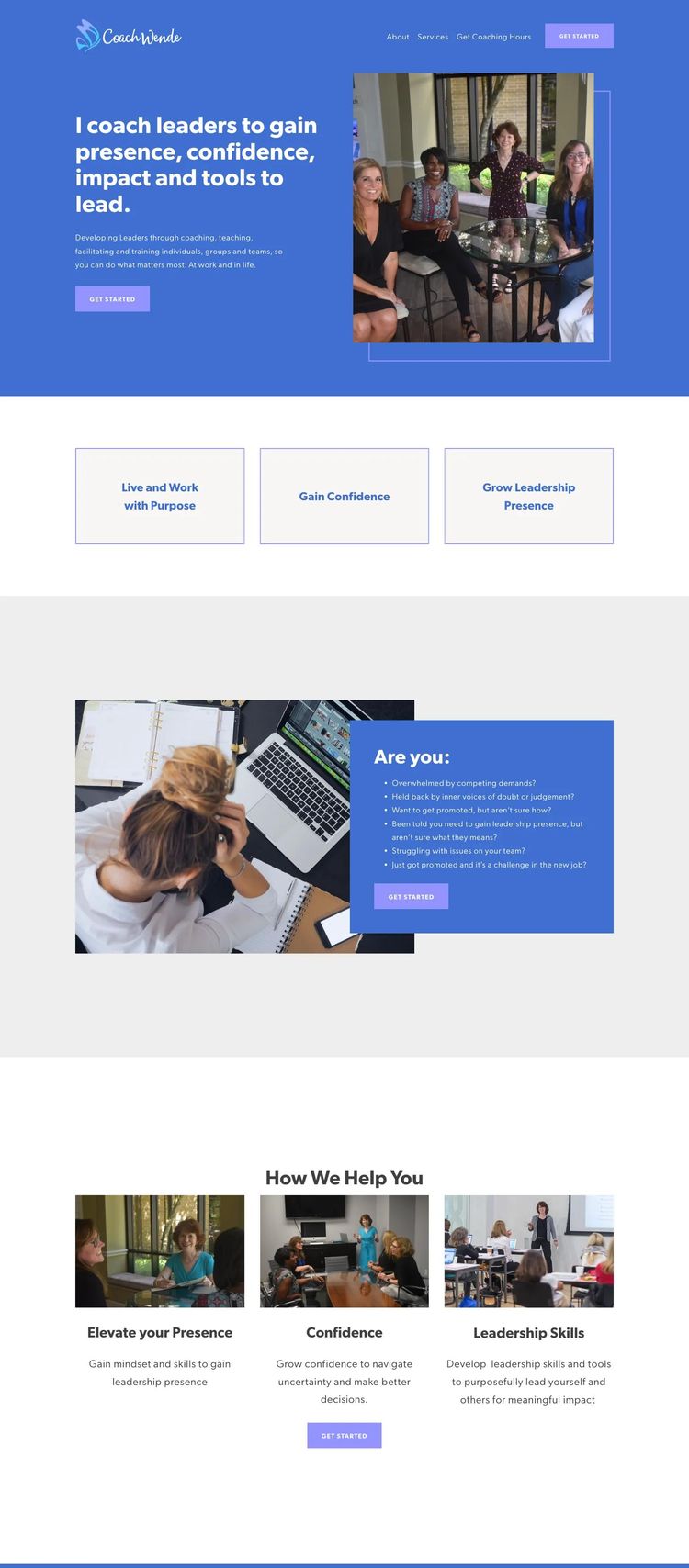 Screenshot 1 of Coach Wende (Example Squarespace Life/Business Coach Website)