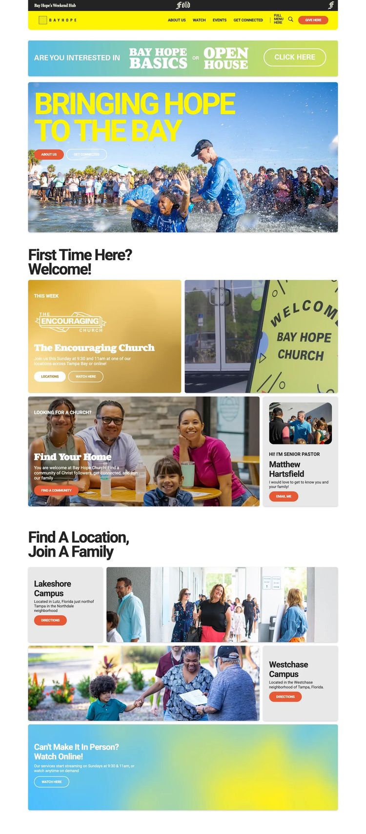 Screenshot 1 of Bay Hope Church (Example Squarespace Church/Religious Organization Website)