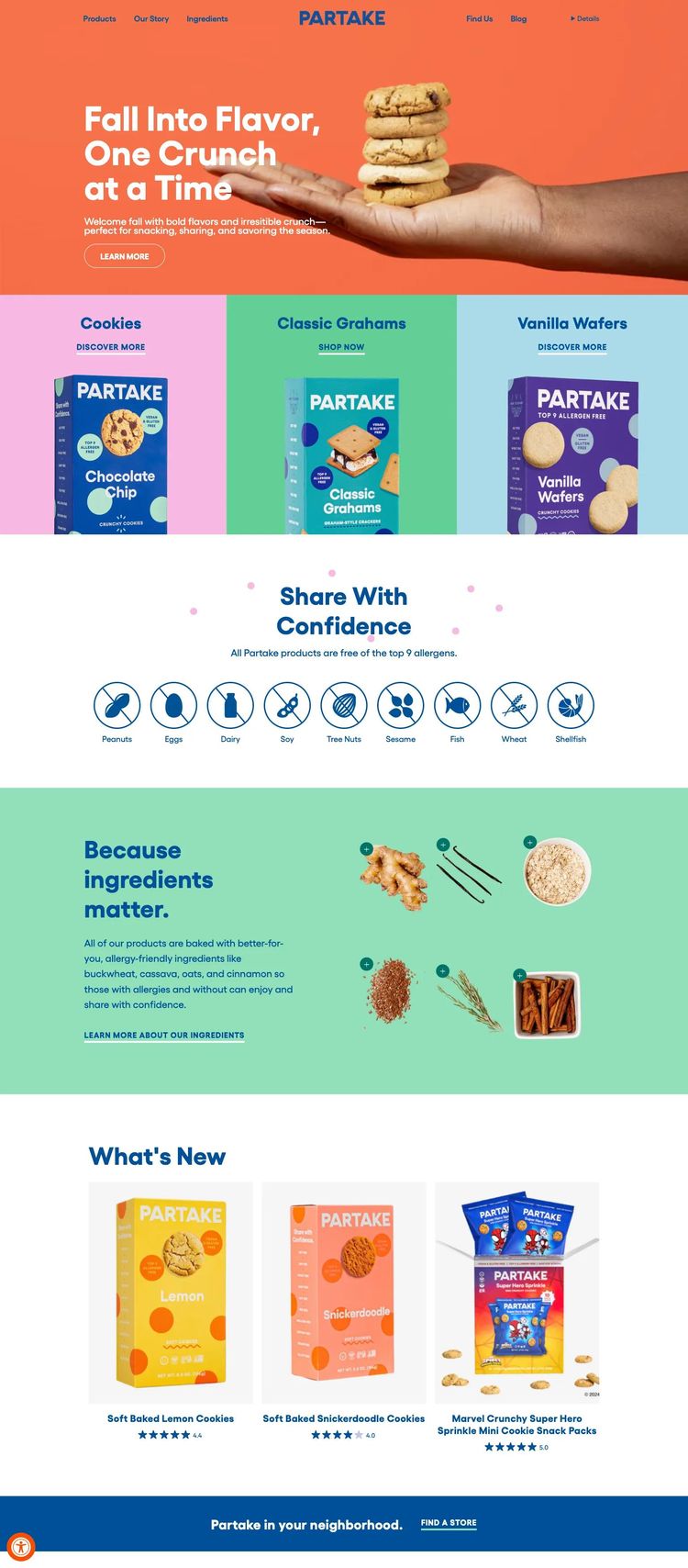 Screenshot 1 of Partake Foods (Example Shopify Food and Beverage Website)