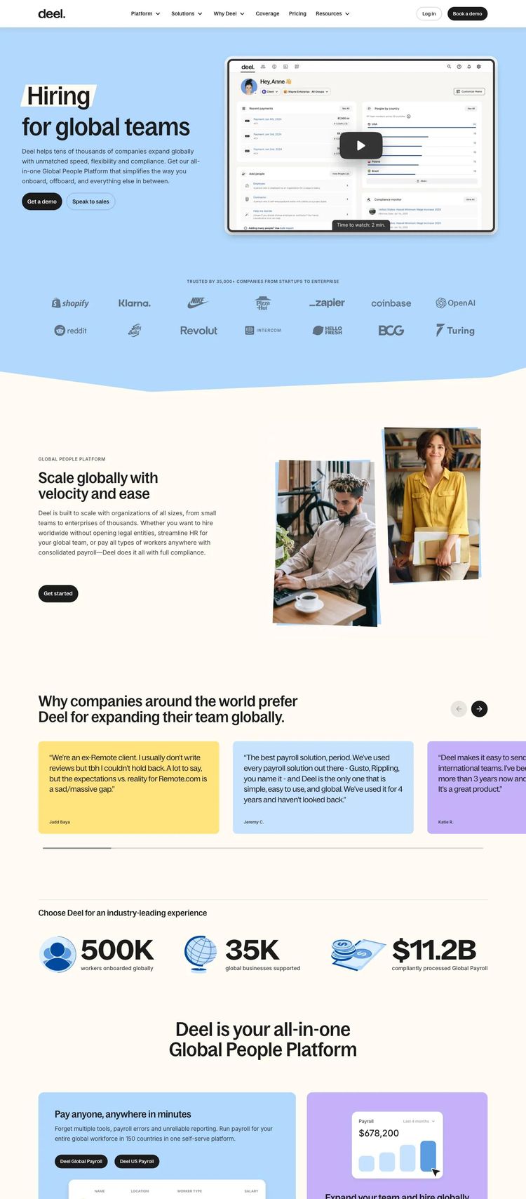 Screenshot 1 of Deel (Example HubSpot Business Consultant Website)