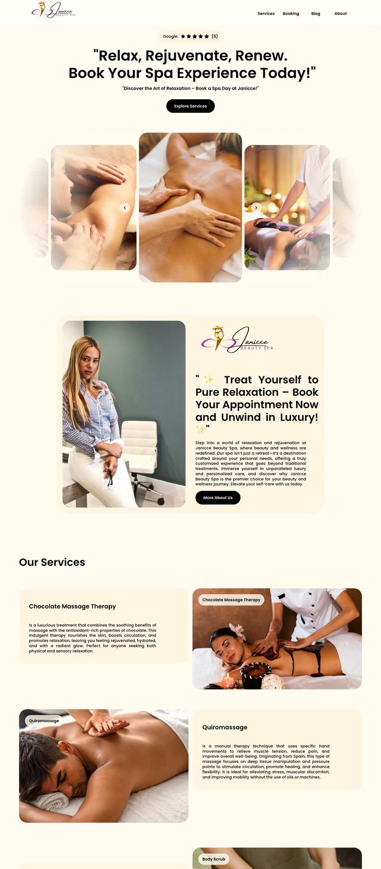 Screenshot 2 of Janicce Beauty Spa (Example Framer Spa Services Website)