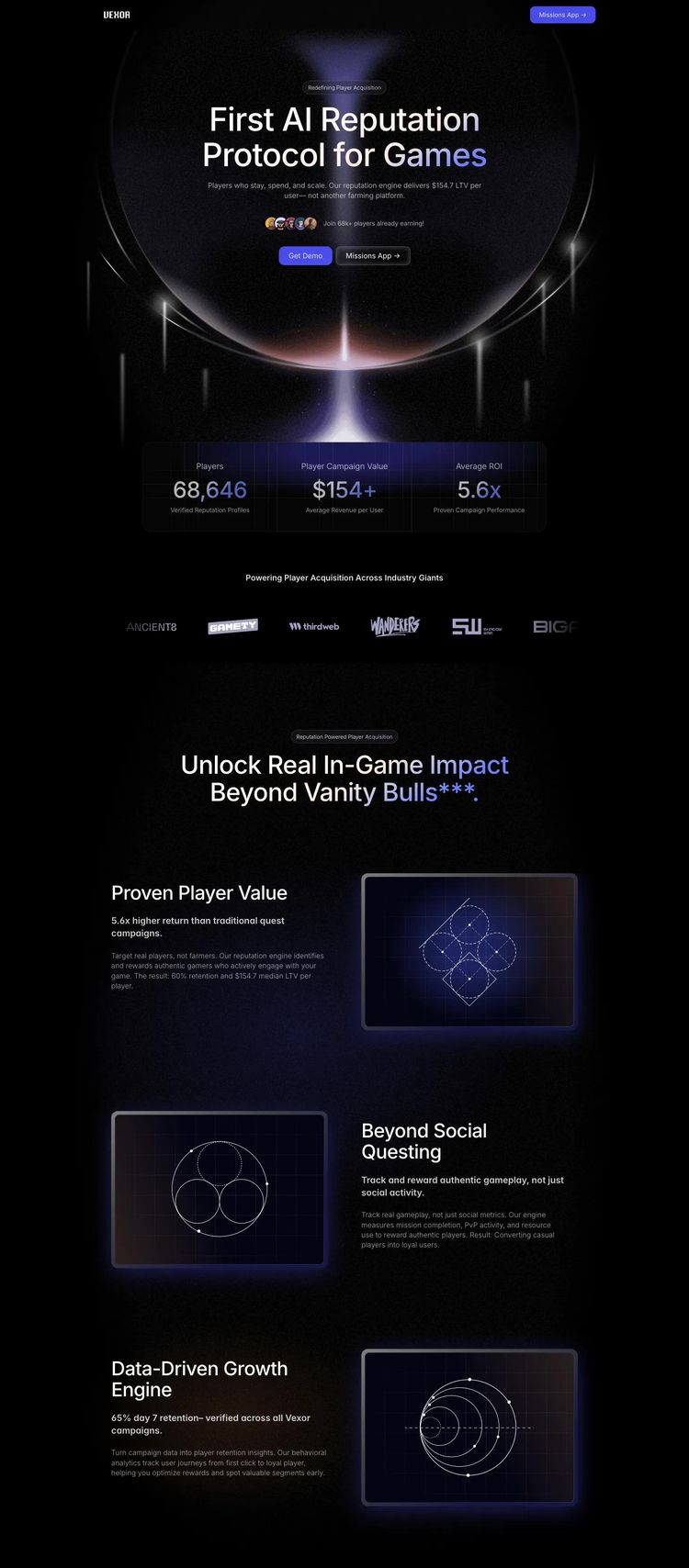 Screenshot 2 of Missions App (Example Framer Gaming and Interactive Website)