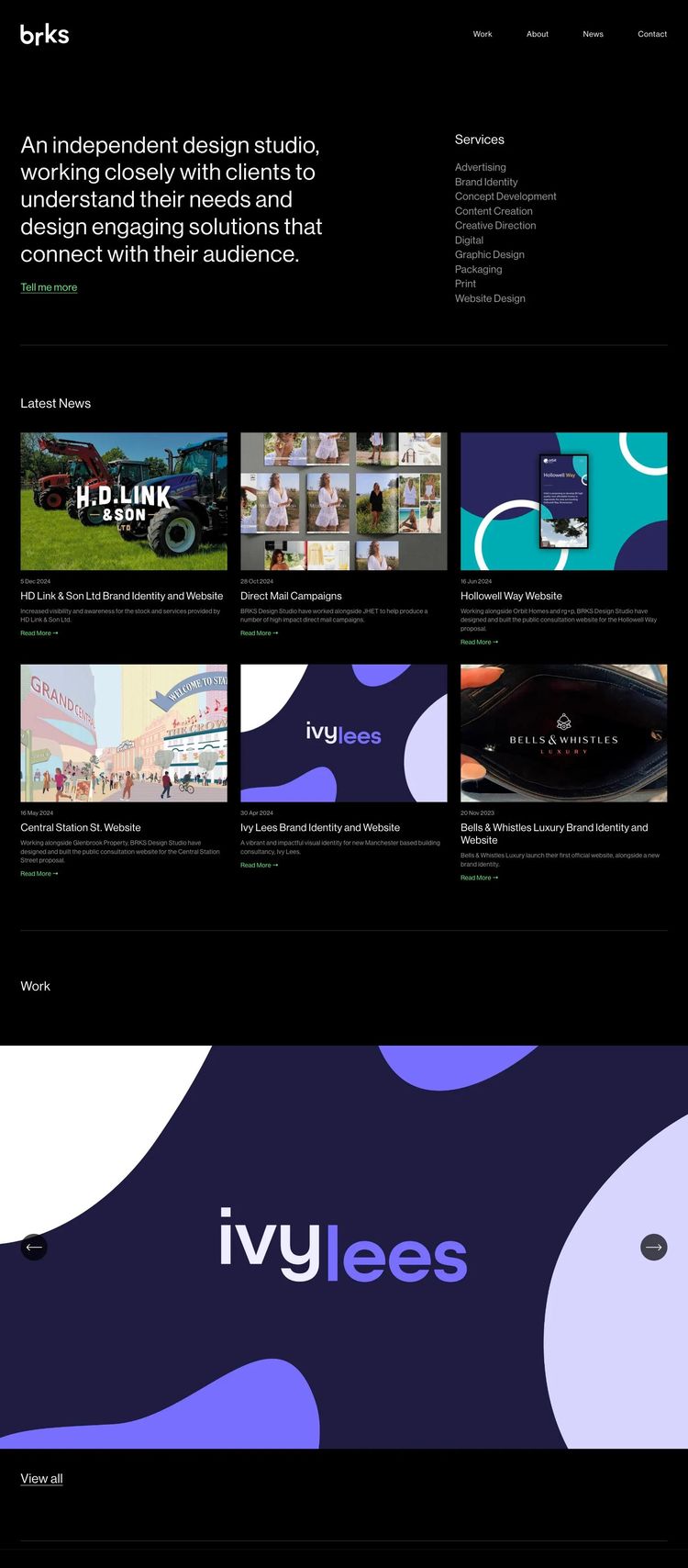 Screenshot 2 of BRKS Design Studio (Example Squarespace Design Agency/Studio Website)