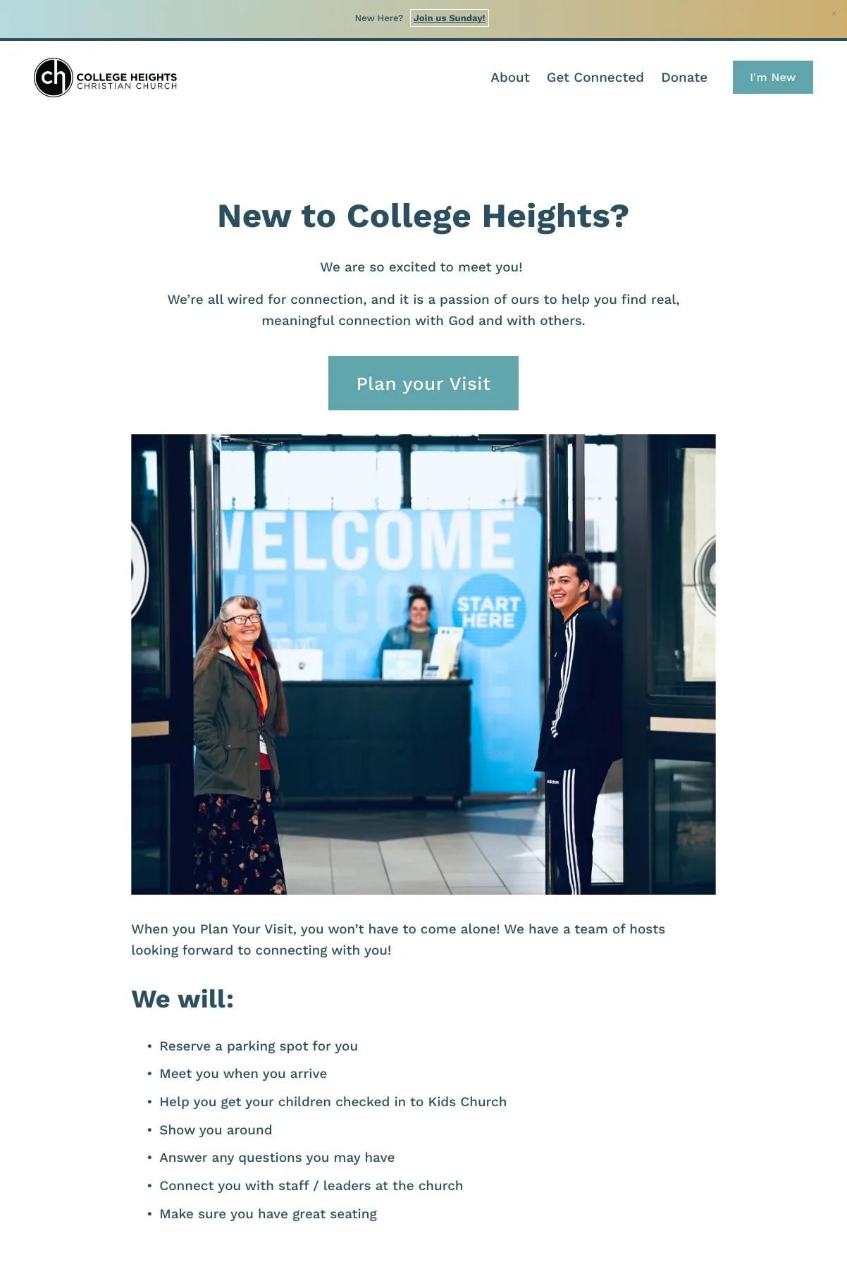 Screenshot 2 of College Heights Christian Church (Example Squarespace Church Website)