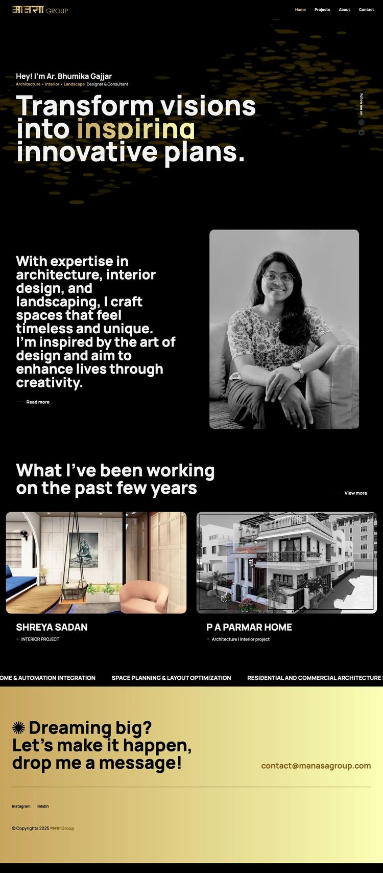 Screenshot 2 of Manasa Group (Example undefined Architect Website)