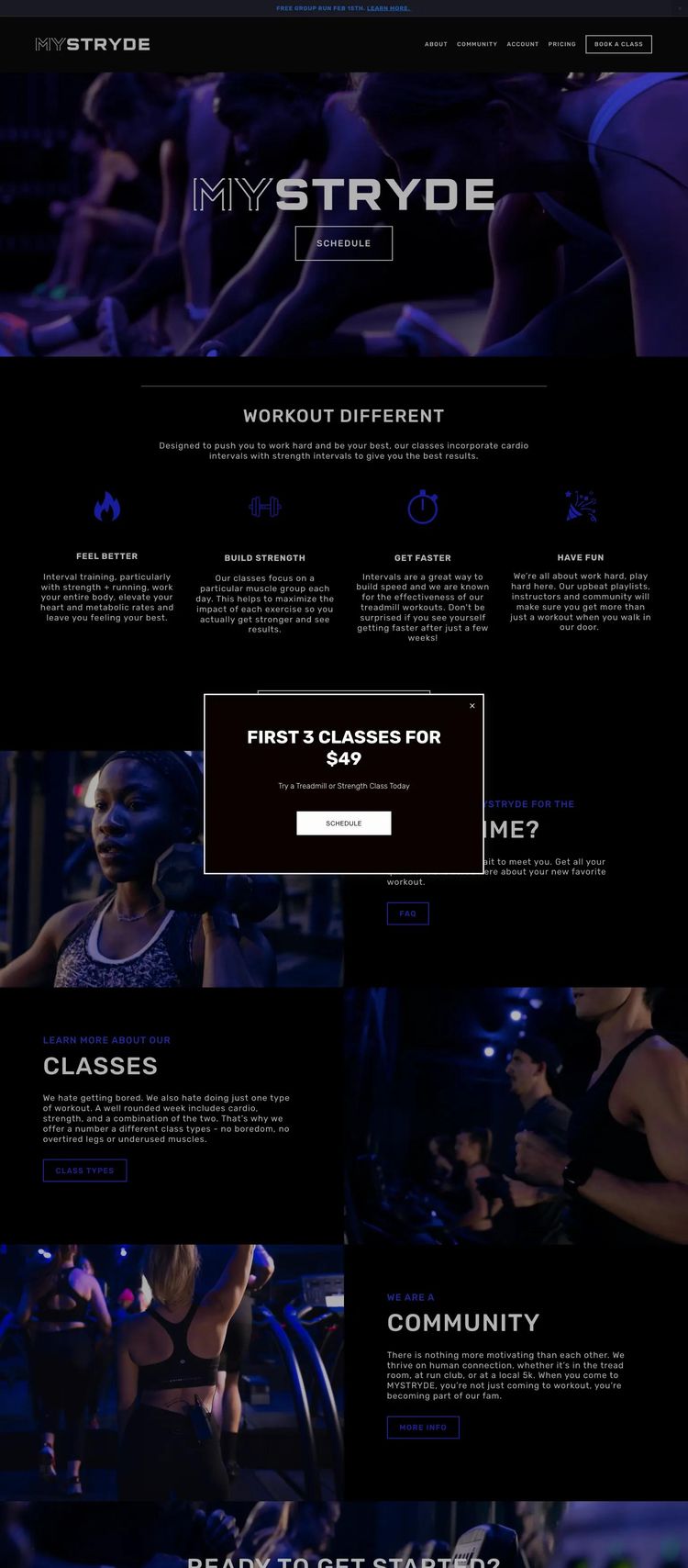 Screenshot 2 of Mystryde (Example Squarespace Fitness Website)