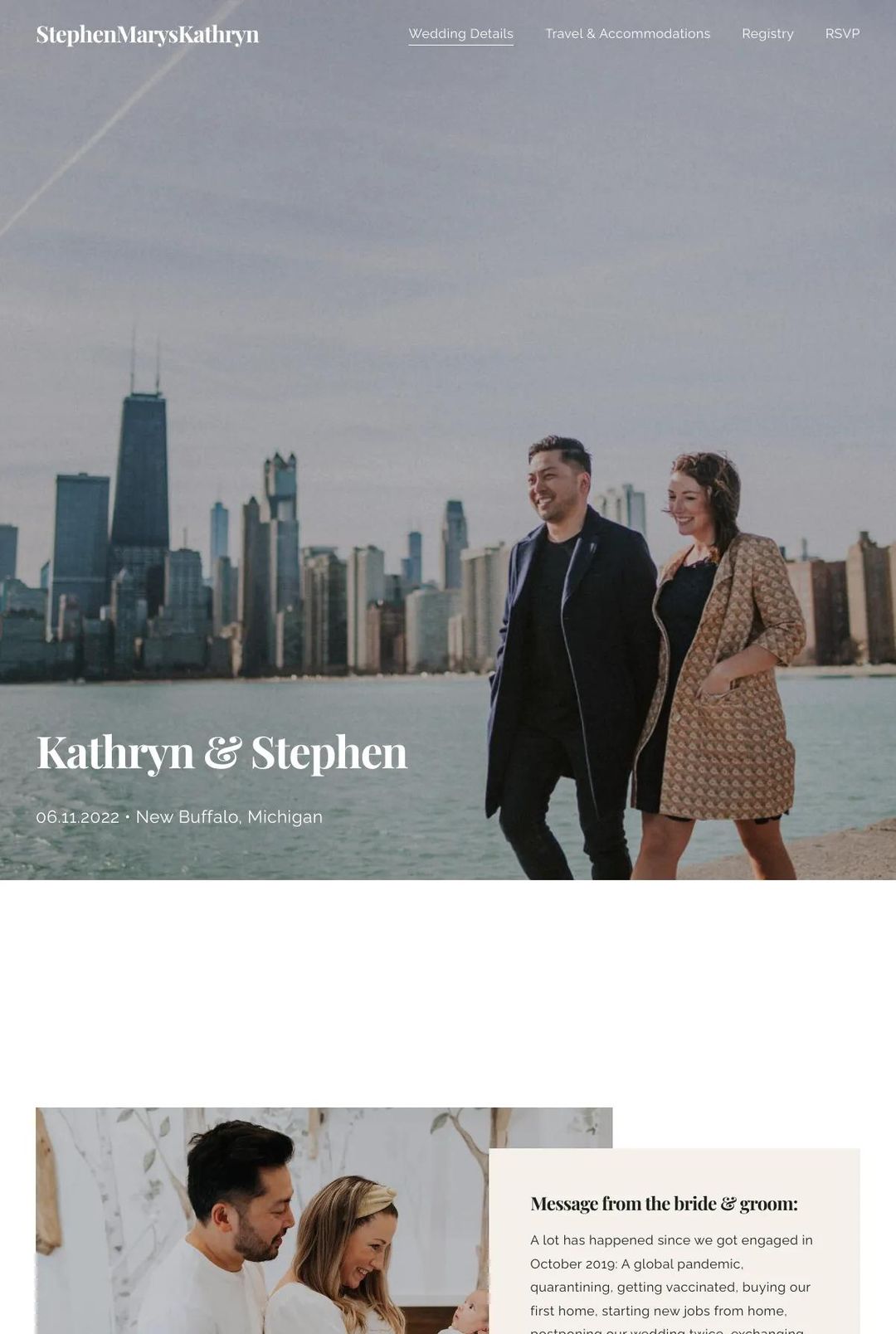 Screenshot 1 of Stephen Marys Kathryn (Example Squarespace Wedding Website)