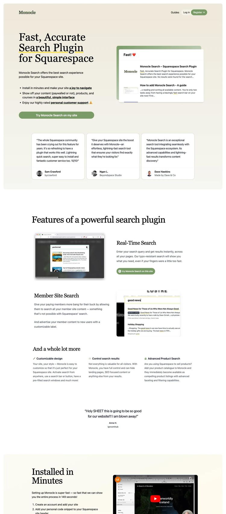 Screenshot 2 of Monocle Search (Example Squarespace Software Development Website)
