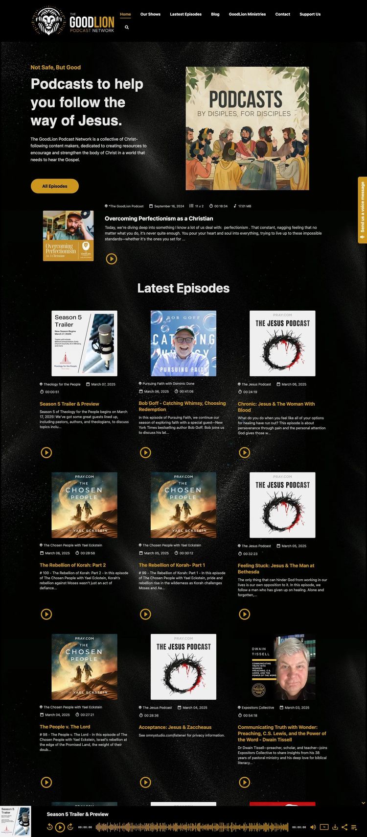 Screenshot 2 of GoodLion Ministries (Example Angular Podcast Website)