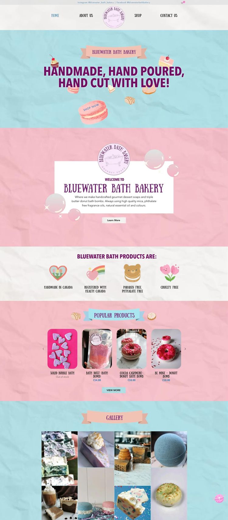 Screenshot 2 of Bluewater Bath Bakery (Example Wix Bakery Website)