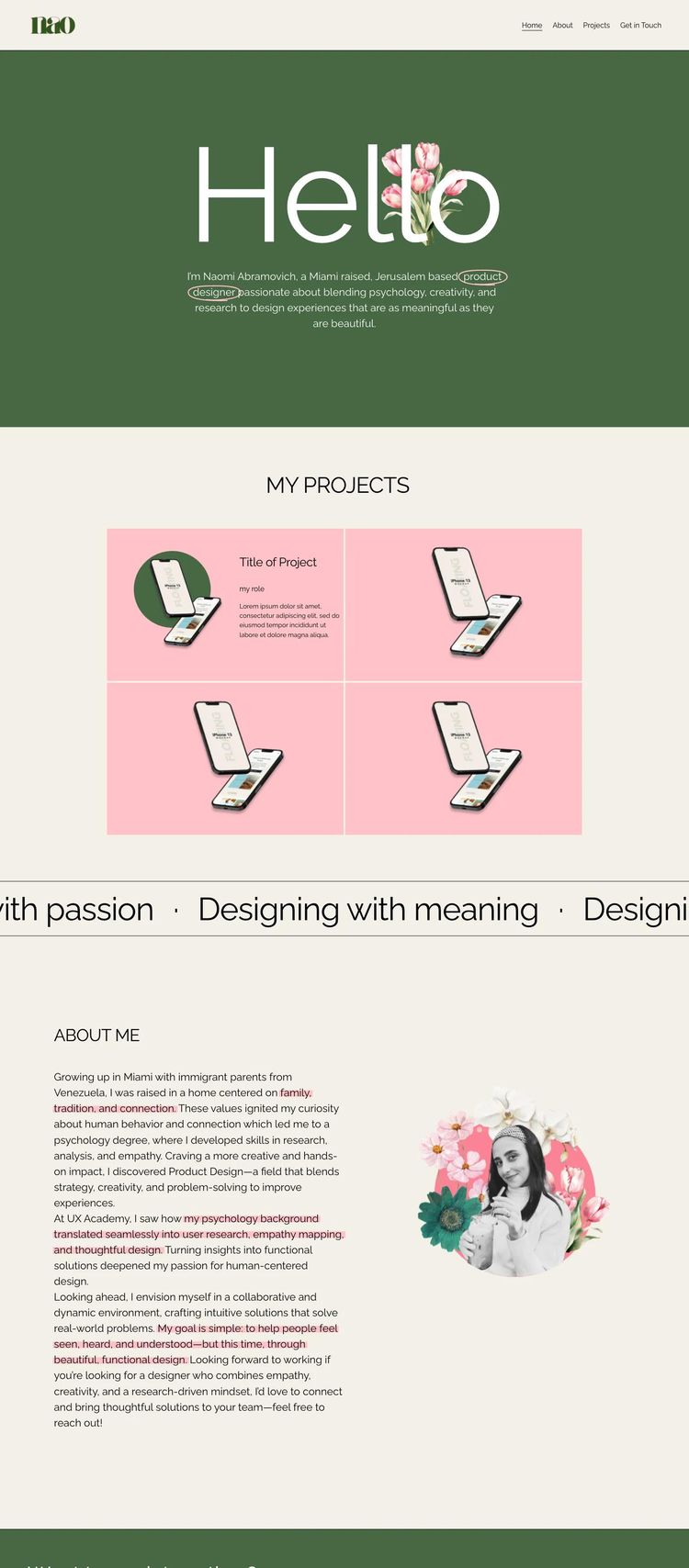 Screenshot 2 of Naomi Abramovich (Example Squarespace Design Agency/Studio Website)