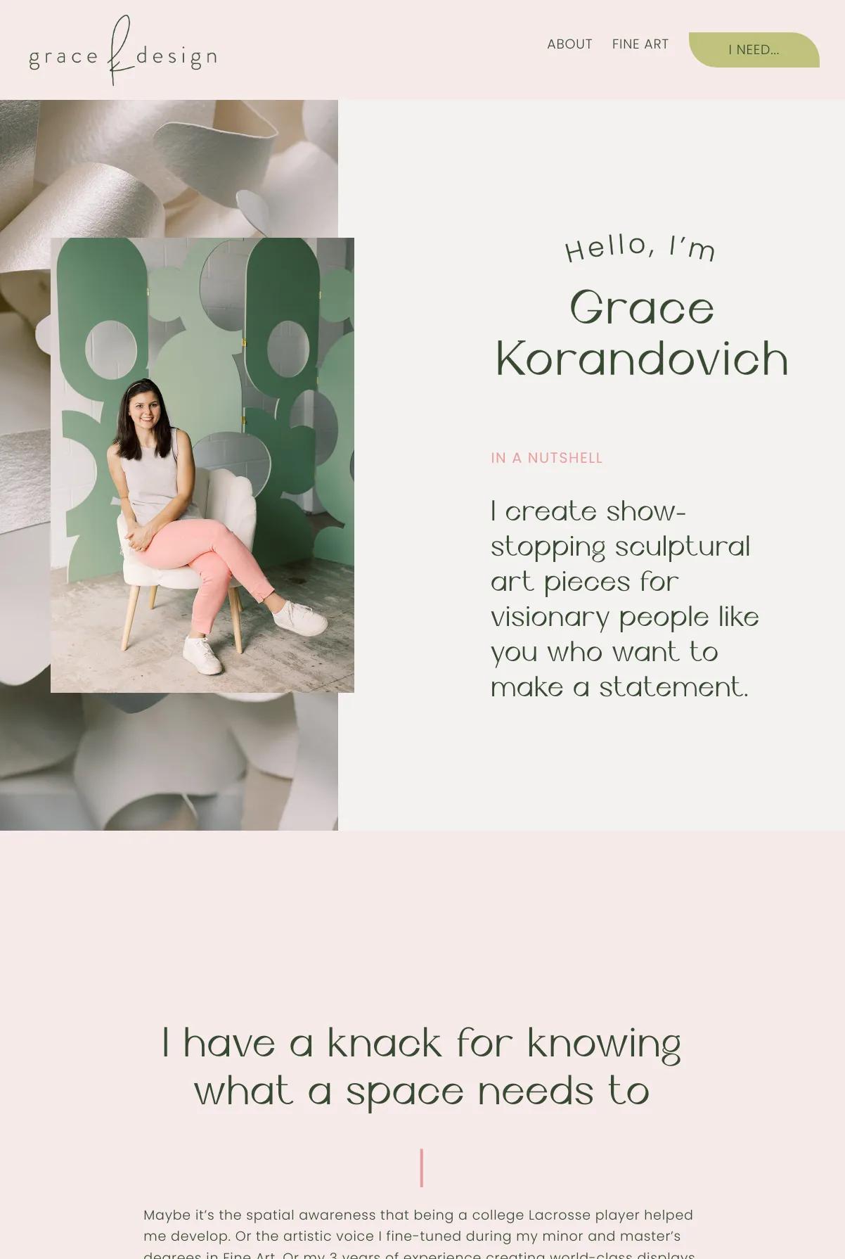 Screenshot 2 of Grace K Design (Example Squarespace Artist Website)