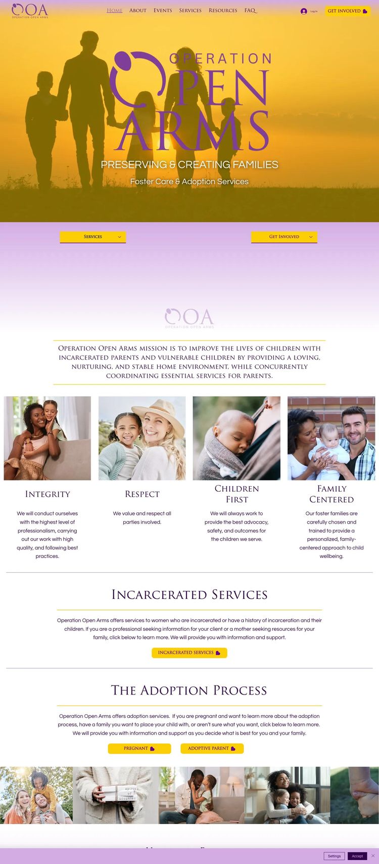 Screenshot 1 of Operation Open Arms (Example Squarespace Nonprofit Organization Website)