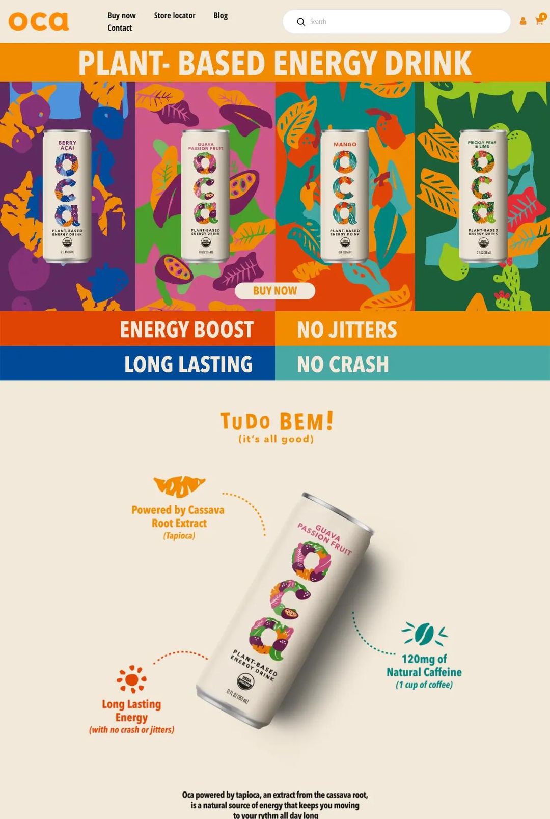 Screenshot 1 of OCA Plant Based Energy Drink (Example Shopify Food and Beverage Website)