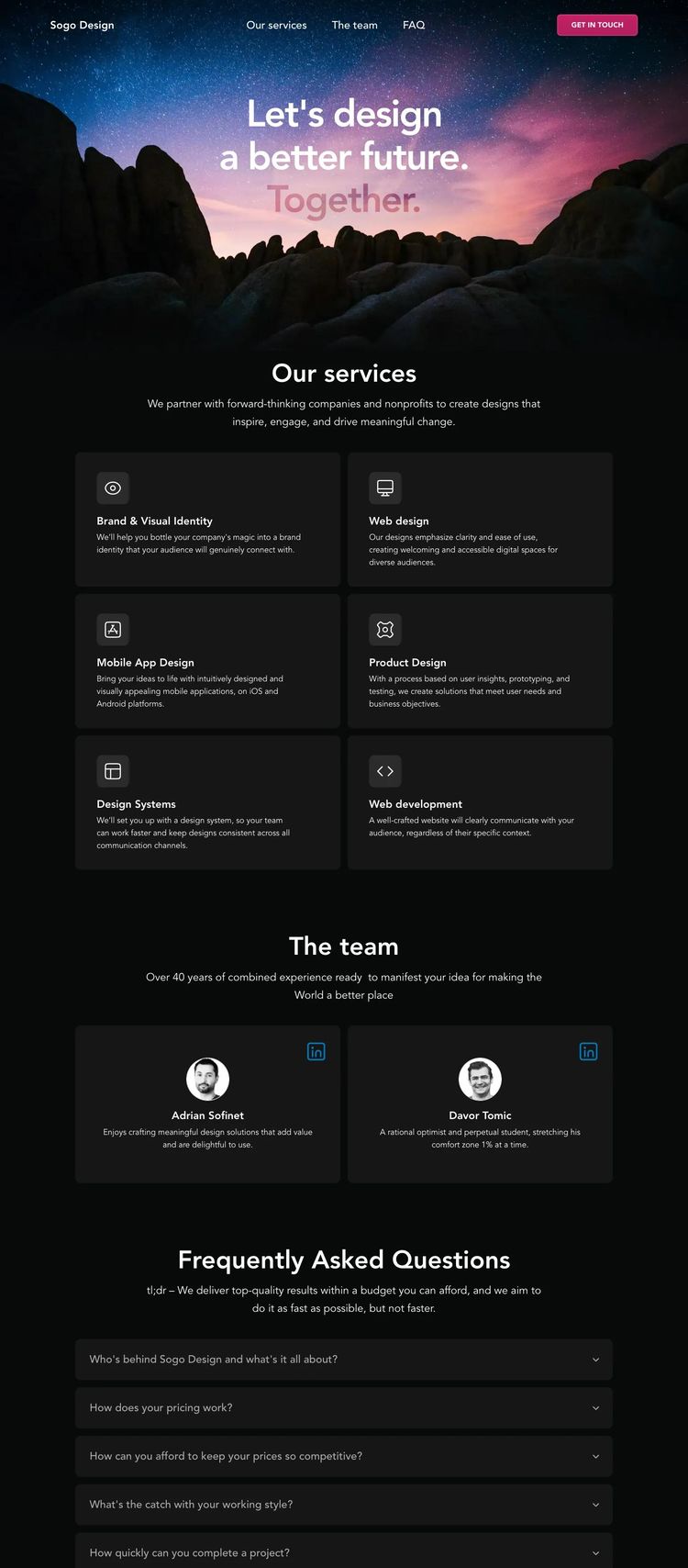 Screenshot 1 of Sogo Design (Example Webstudio Website)