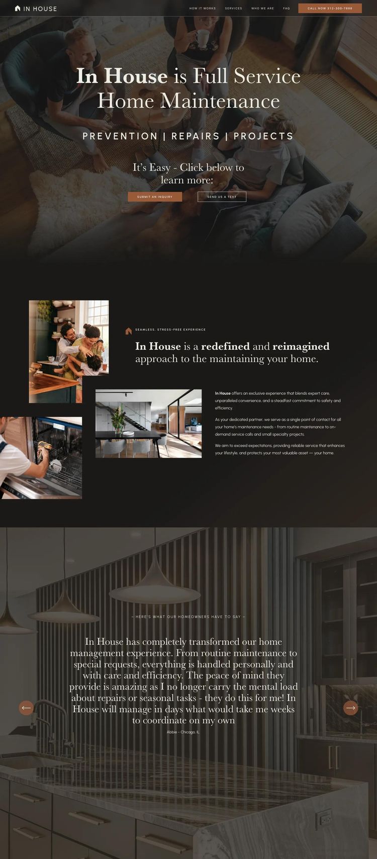 Screenshot 2 of In House (Example Squarespace General Contractor Website)