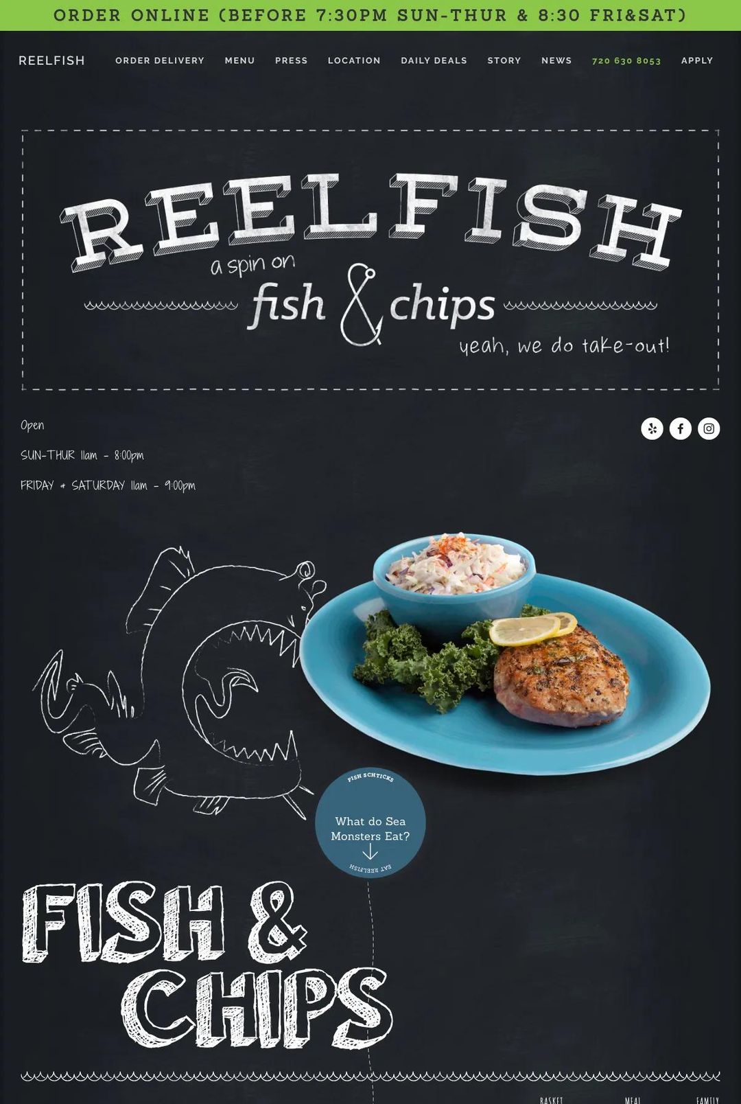 Screenshot 1 of Reelfish Fish & Chips (Example Squarespace Restaurant Website)