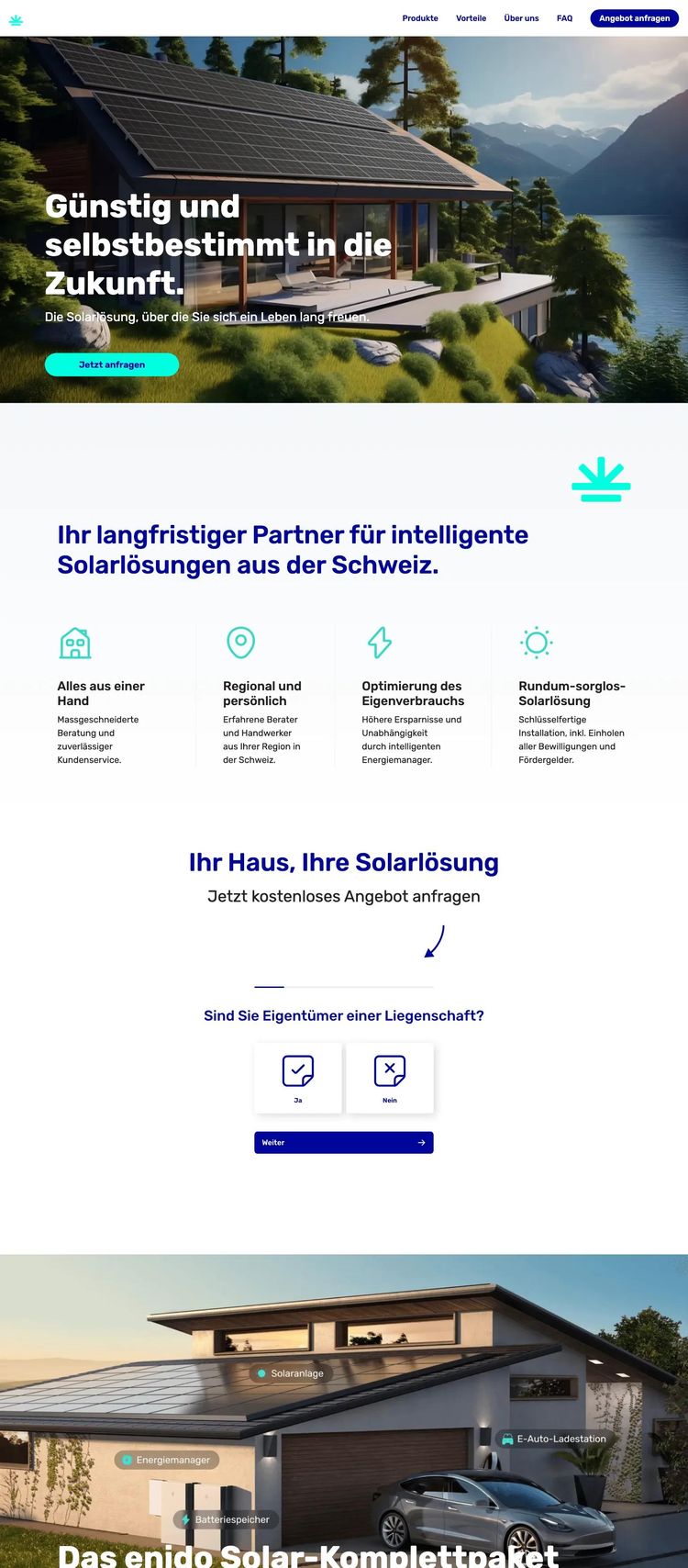 Screenshot 2 of enido (Example Webflow Solar Website)