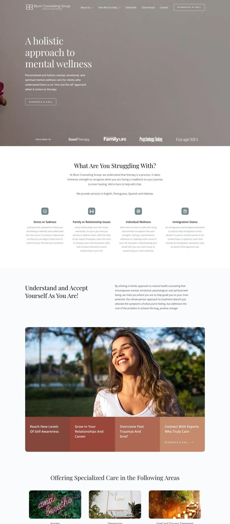 Screenshot 2 of Blum Counseling Group (Example WordPress Therapist Website)