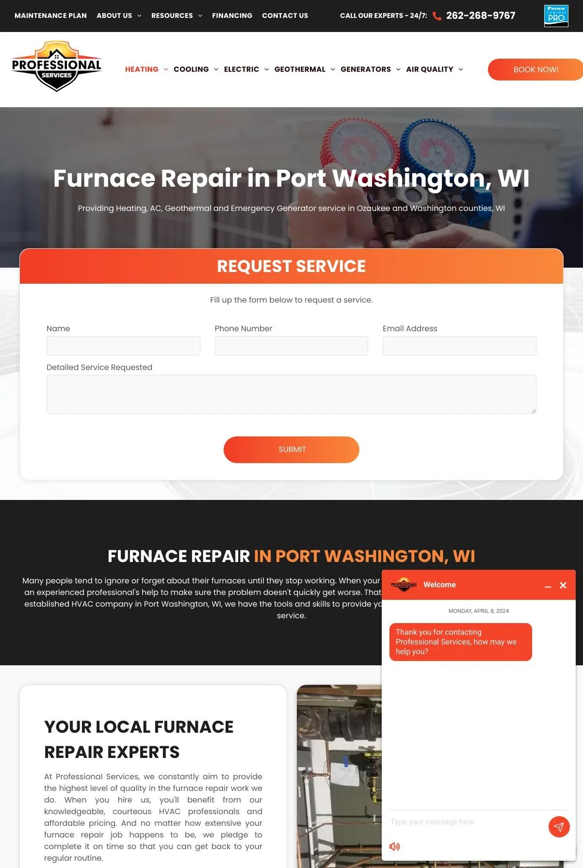 Screenshot 2 of Professional Services (Example Duda HVAC Website)