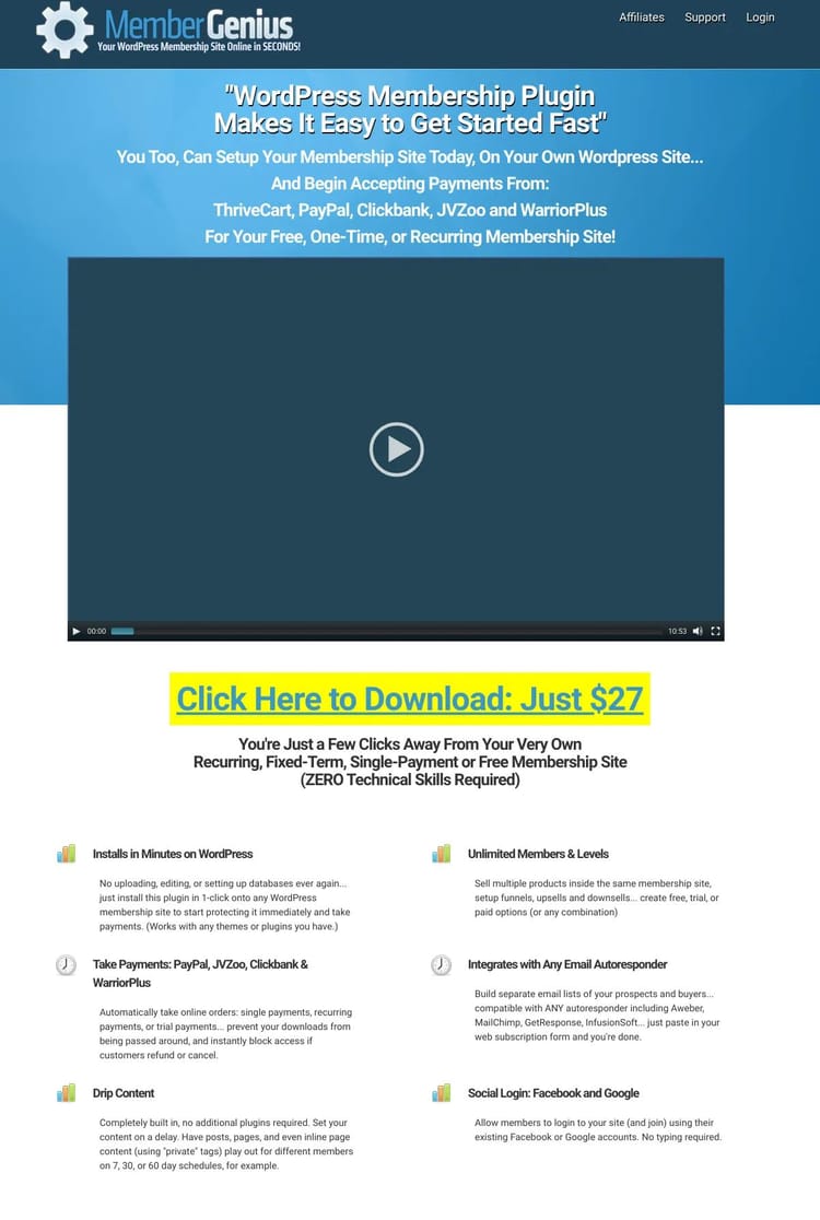 Screenshot 1 of Member Genius (Example ThriveCart Website)
