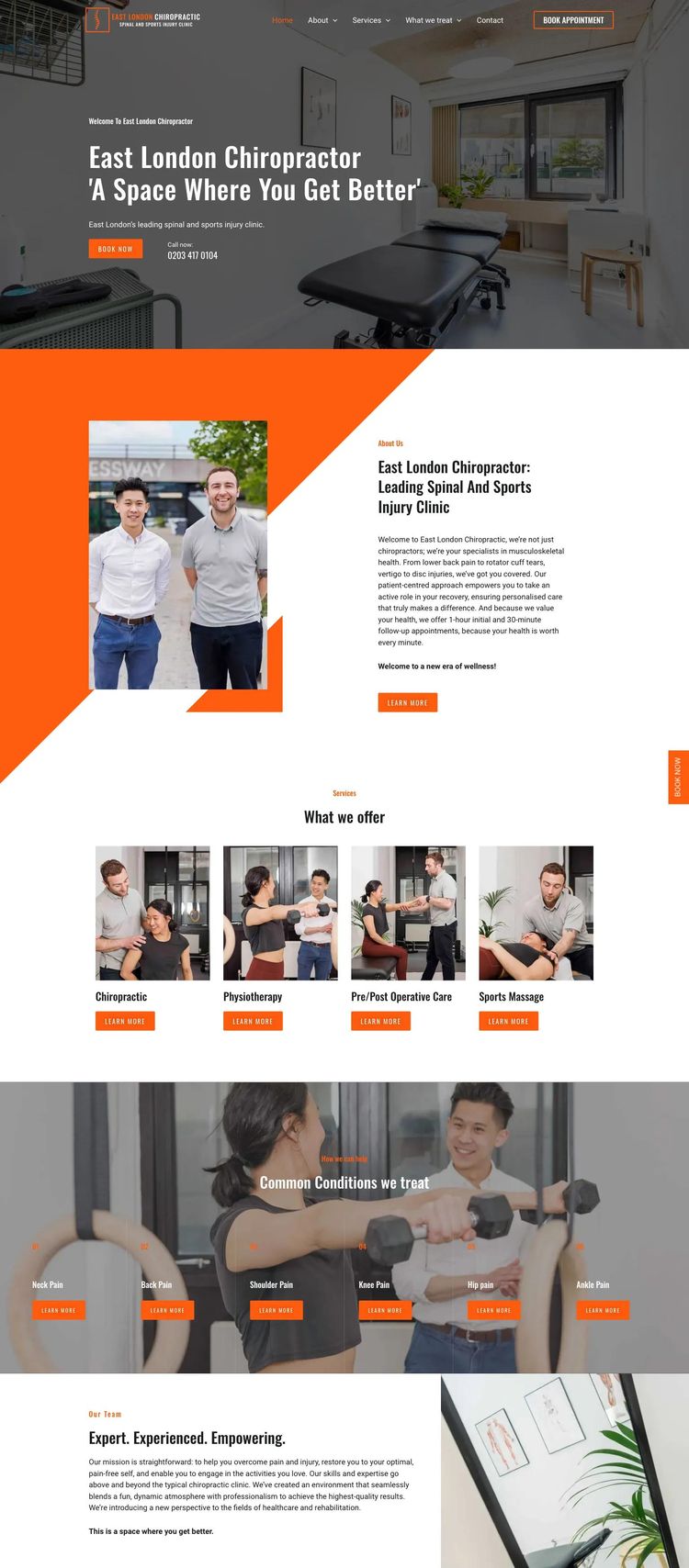 Screenshot 2 of East London Chiropractic (Example WordPress Chiropractor Website)