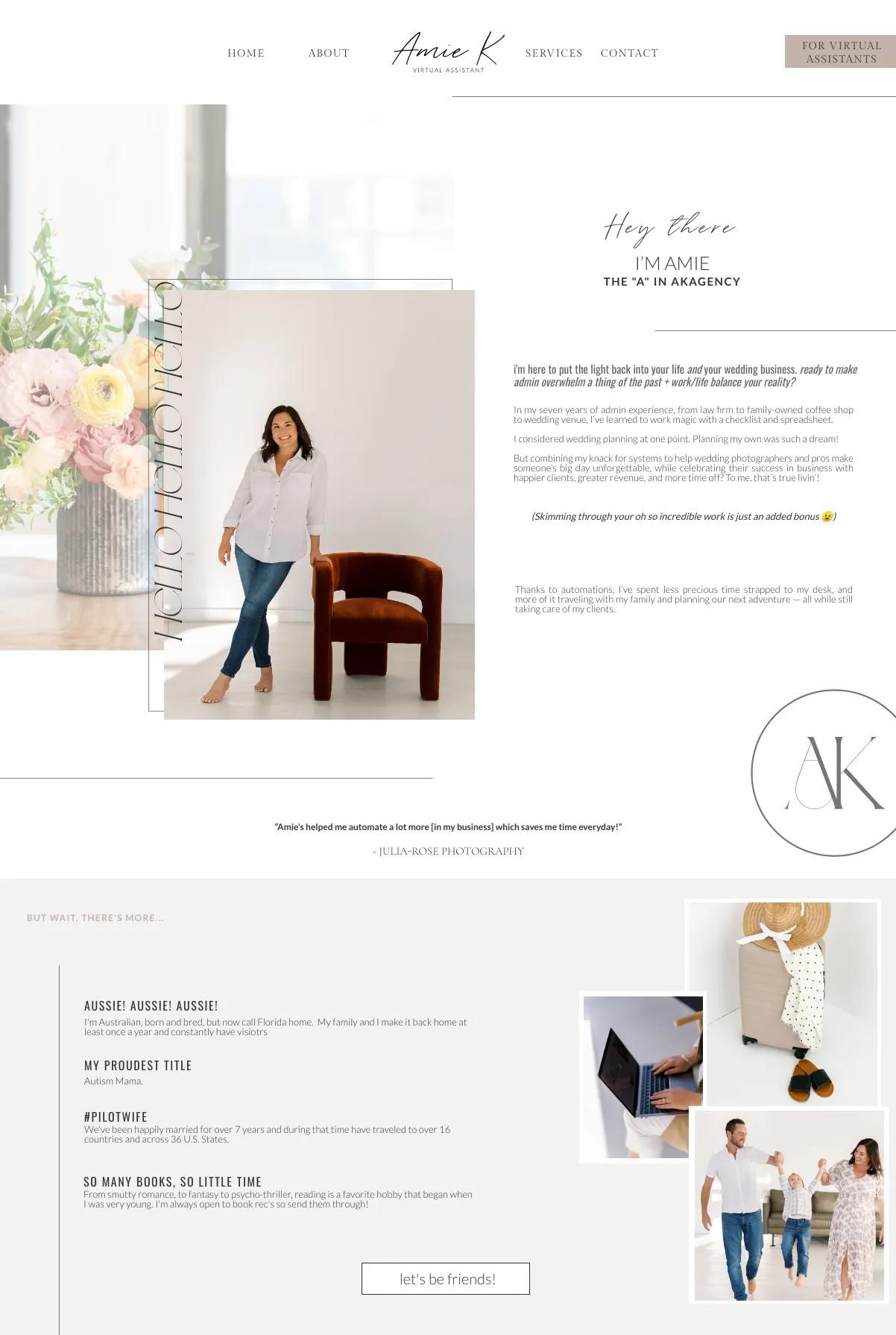 Screenshot 2 of Amie K Agency (Example Squarespace Virtual Assistant Website)