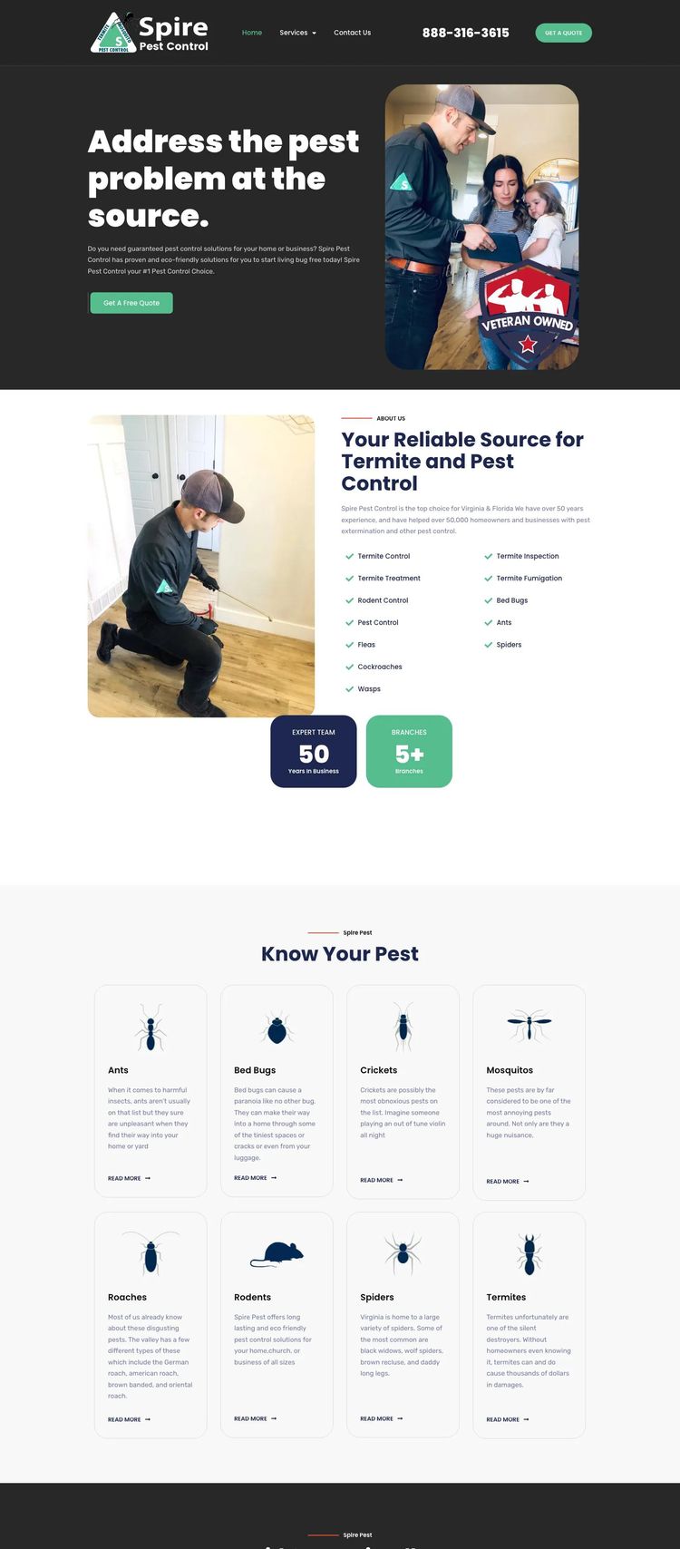 Screenshot 2 of Spire Pest Control (Example WordPress Pest Control Website)