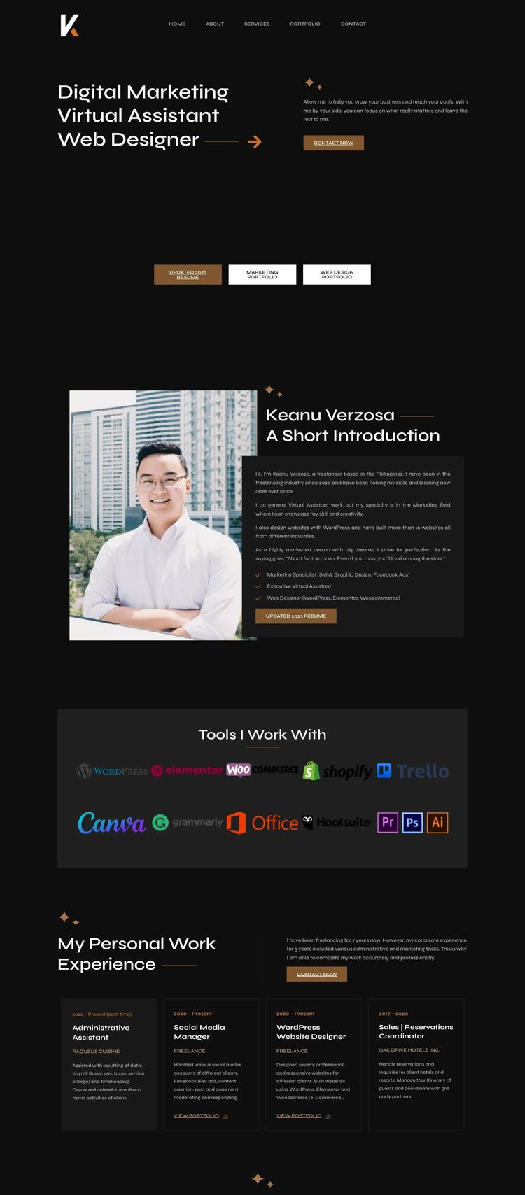 Screenshot 2 of Keanu Verzosa (Example WordPress Virtual Assistant Website)