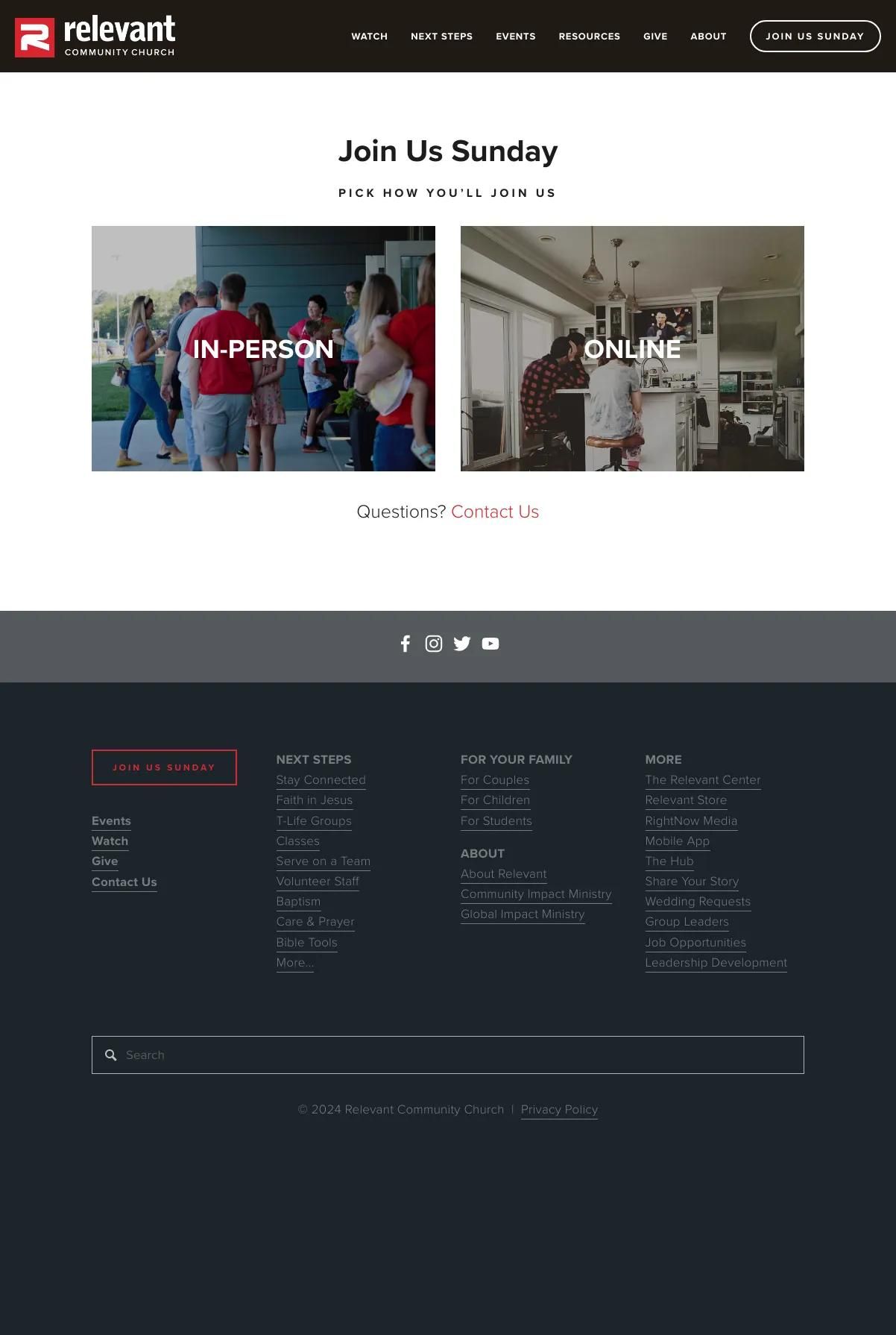 Screenshot 3 of Relevant Community Church (Example Squarespace Church Website)