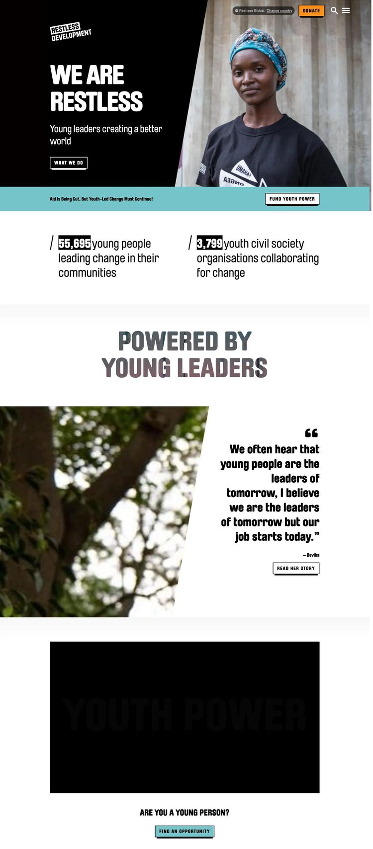 Screenshot 2 of Restless Development (Example WordPress Nonprofit Organization Website)