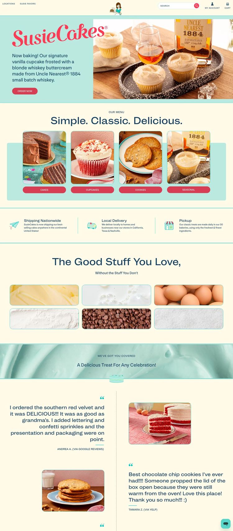 Screenshot 2 of SusieCakes (Example undefined Bakery Website)