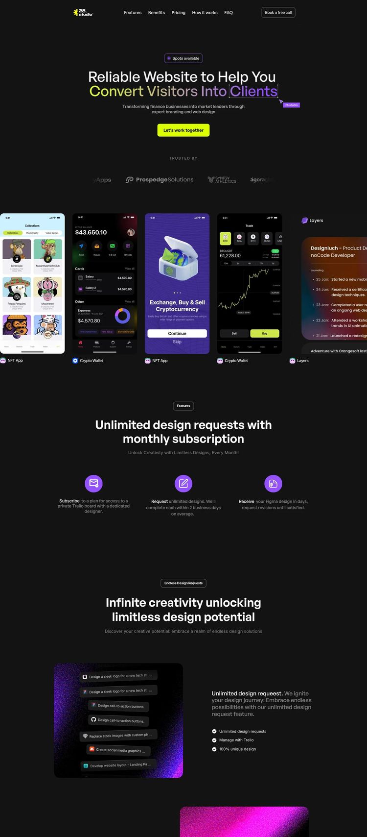 Screenshot 2 of 28 Studio (Example Framer Design Agency/Studio Website)
