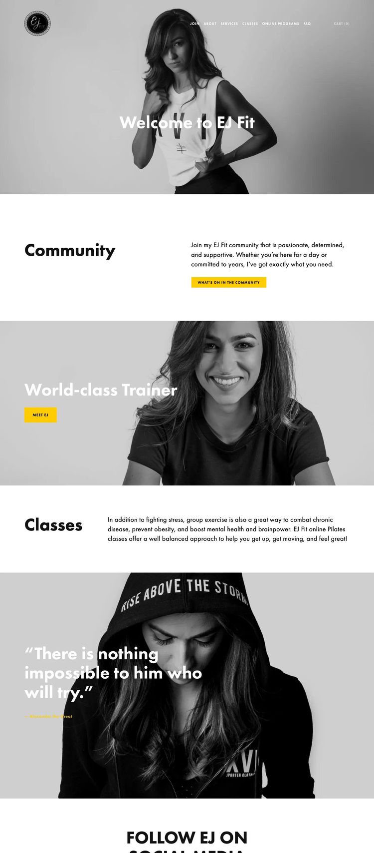 Screenshot 1 of EJ Fit (Example Squarespace Fitness Website)
