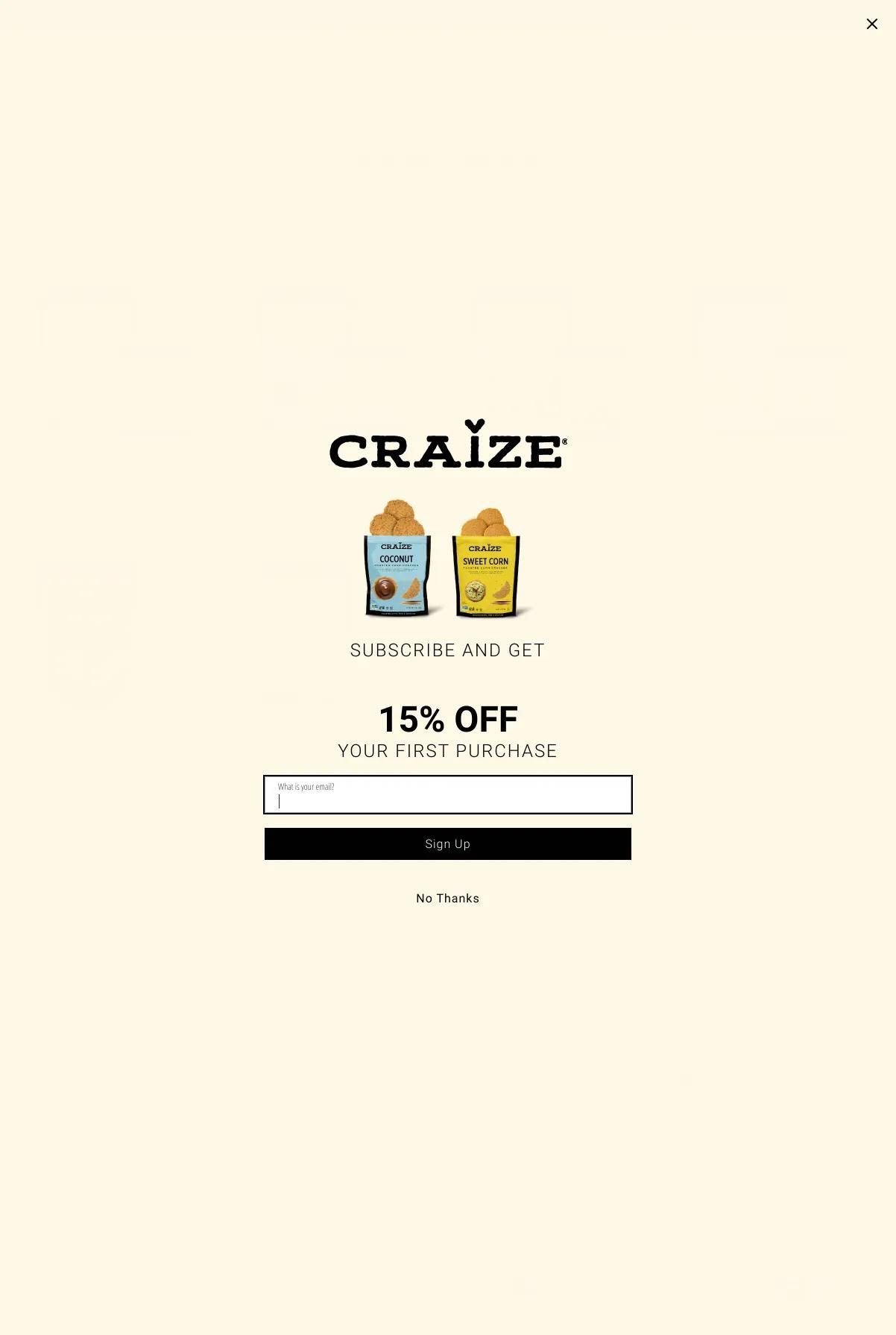 Screenshot 2 of Craize Snacks (Example Shopify Website)