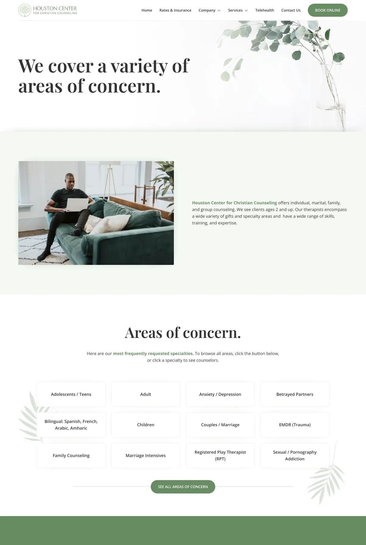 Screenshot 3 of Houston Center for Christian Counseling (Example Webflow Therapist Website)