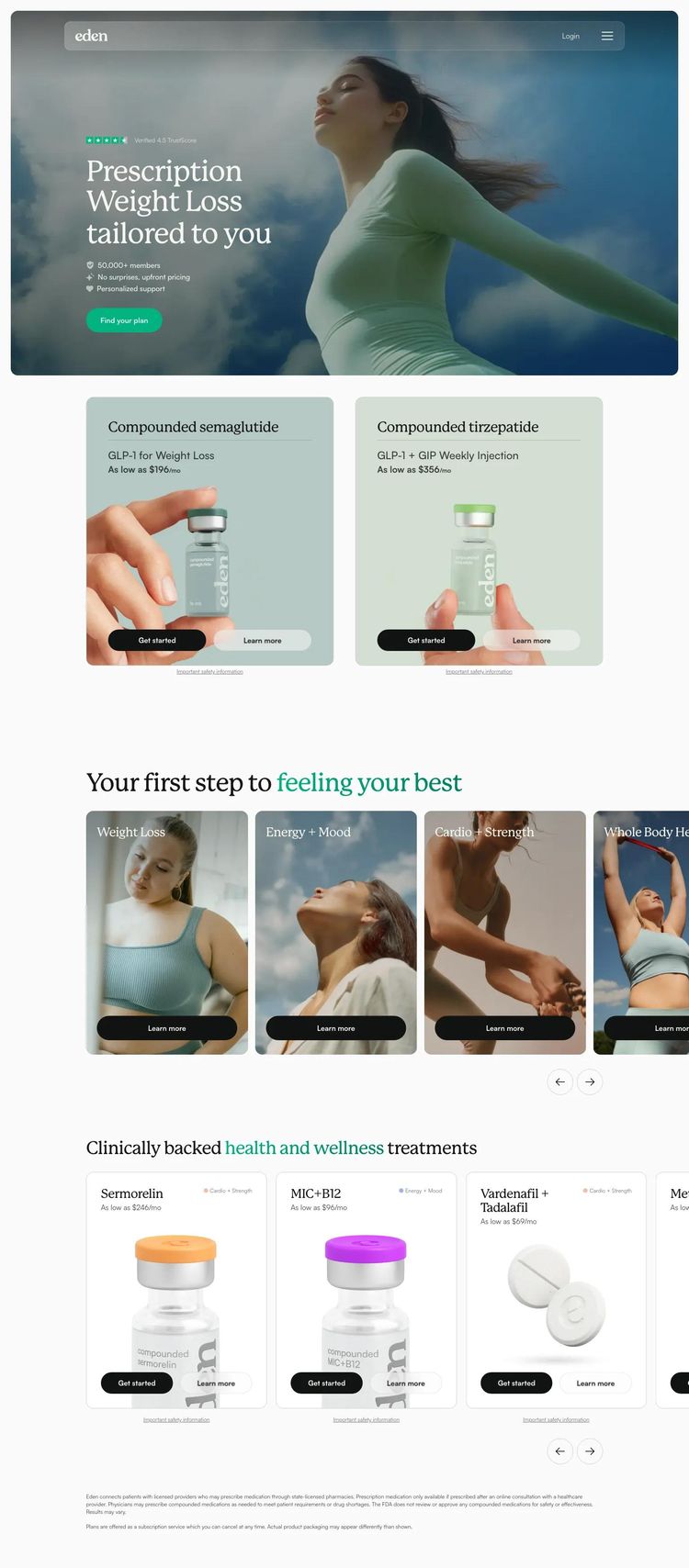 Screenshot 2 of Eden Health Clubs (Example Webflow Health and Wellness Website)