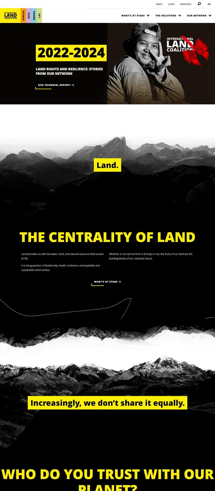 Screenshot 2 of International Land Coalition (Example Squarespace Nonprofit Organization Website)