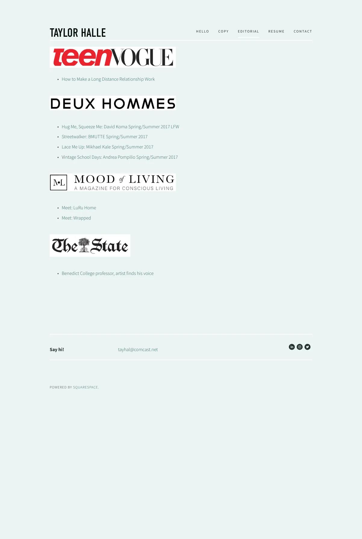 Screenshot 3 of Taylor Halle (Example Squarespace Journalist Website)